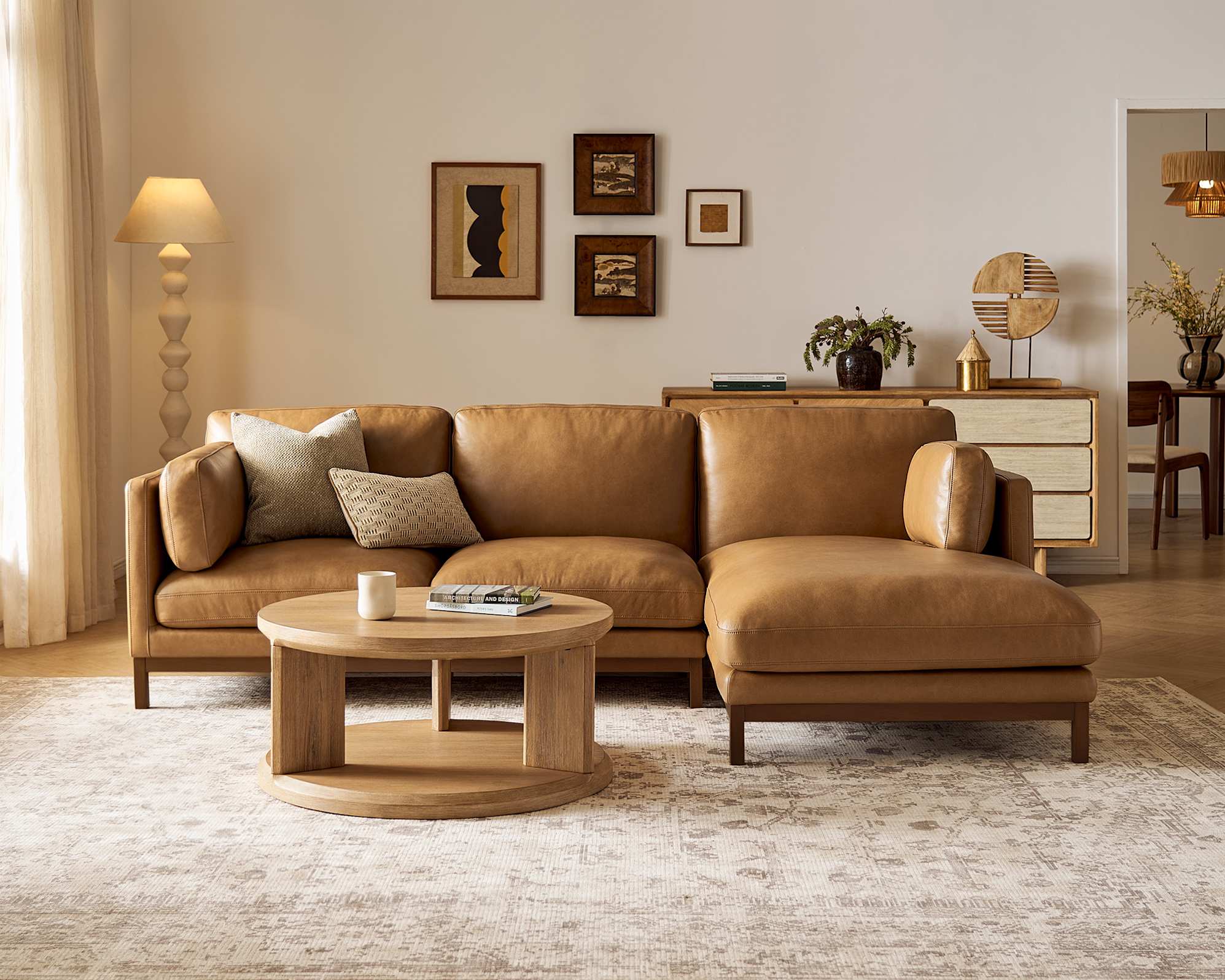 Owen II Leather Right Chaise Sofa 2