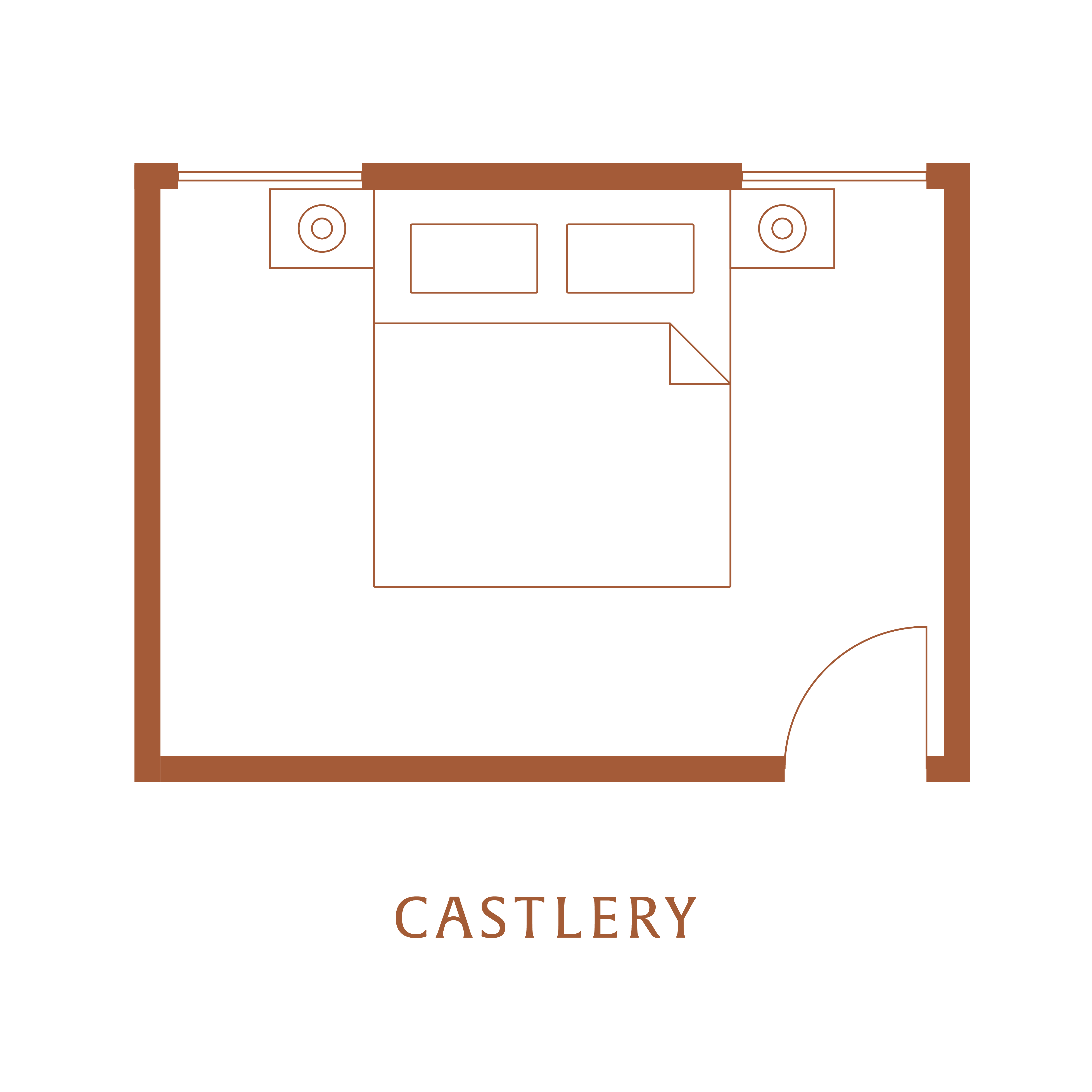 The ideal feng shui layout for a bedroom should have equal space on either side of the bed and the door diagonally facing the bed.