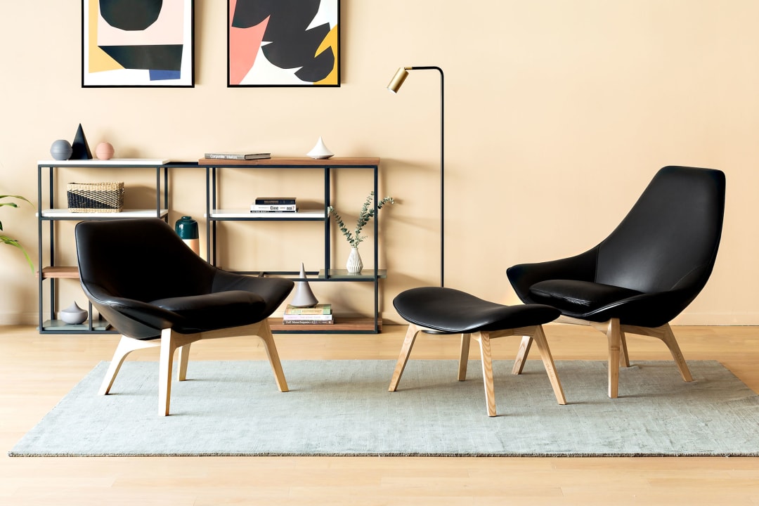 Gable Low Armchair Leather Soot Castlery United States