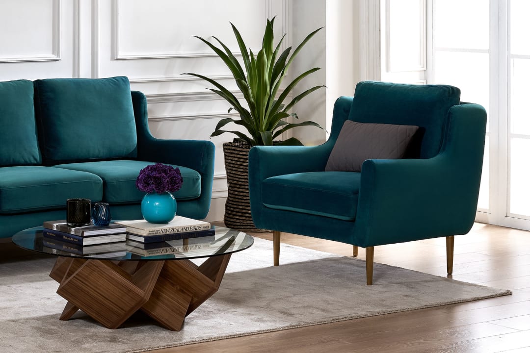 Adelphi Armchair Brass Deep Teal Velvet Castlery United States