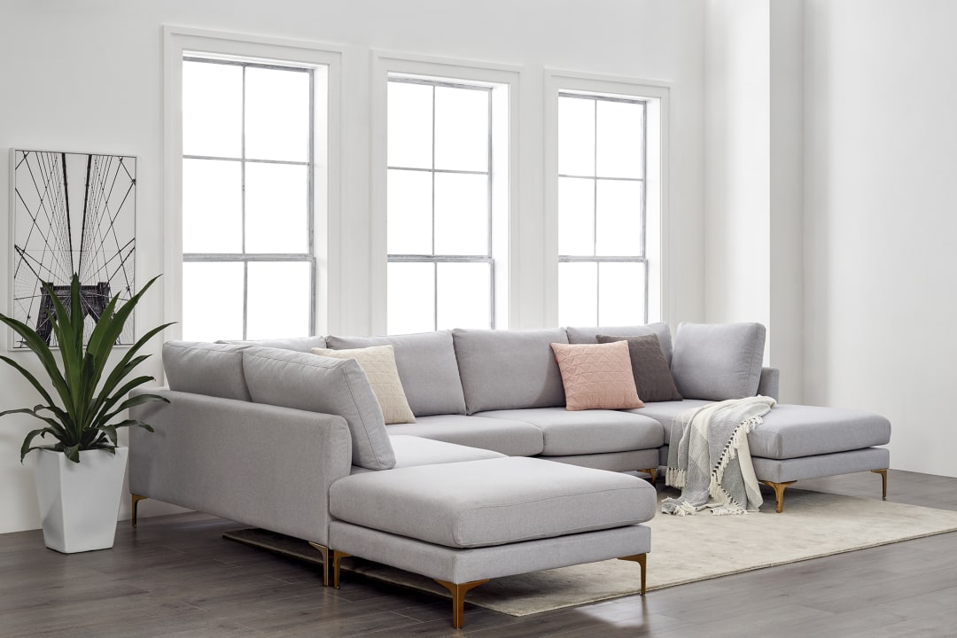 Adams U Shape Sectional Sofa With Chaise Dove Gray Left Facing