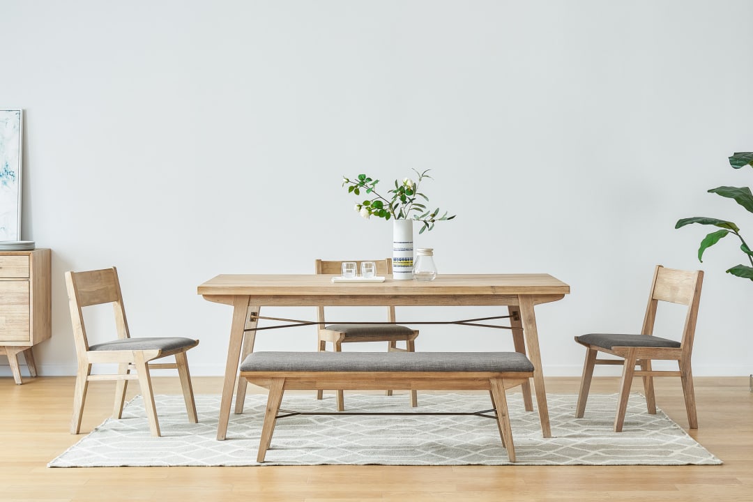 Miles Dining Table With Bench And 2 Chairs Castlery Singapore
