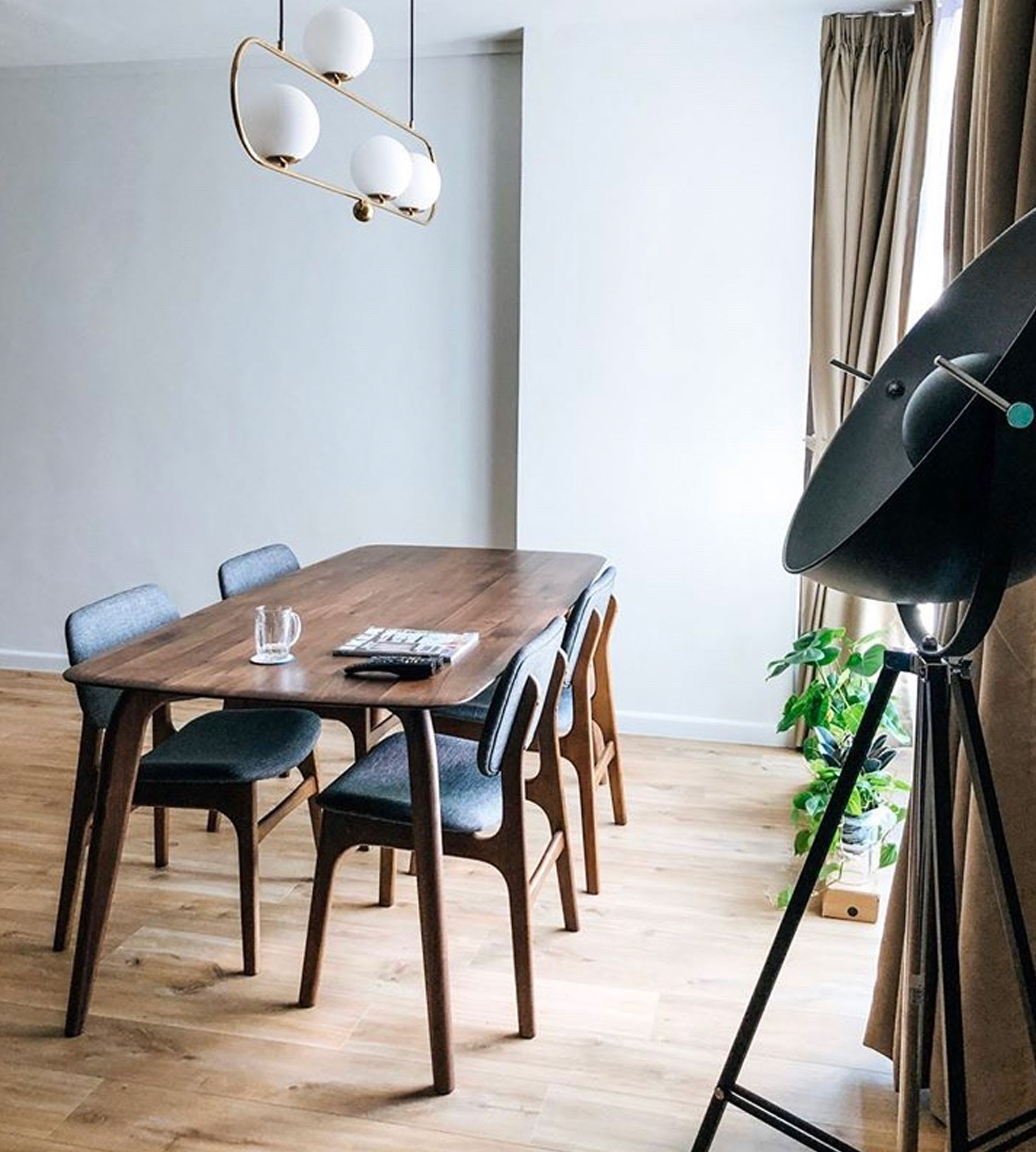 dark wood dining table with chairs