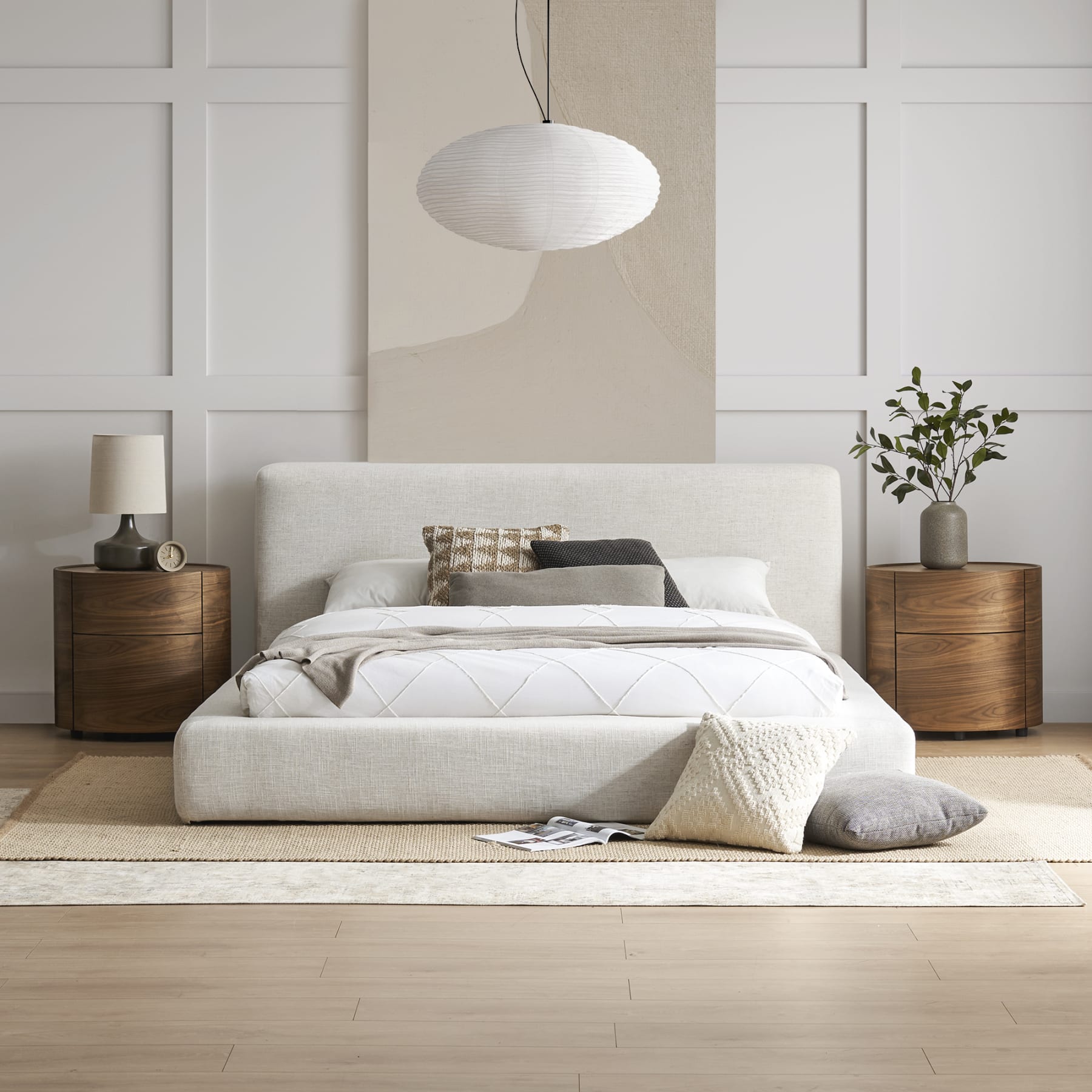 Minimalist bed frame with large platform