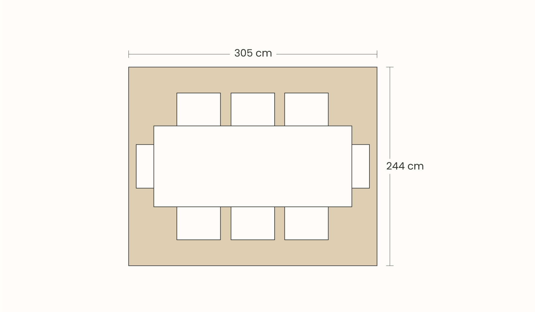 A graphic guide to selecting the right rug for a 6-8 seater dining table