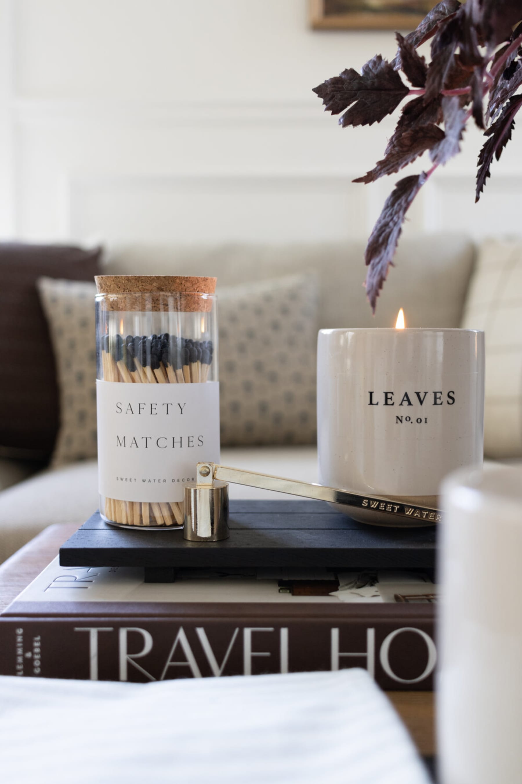 A close-up shot of a candle and matches.