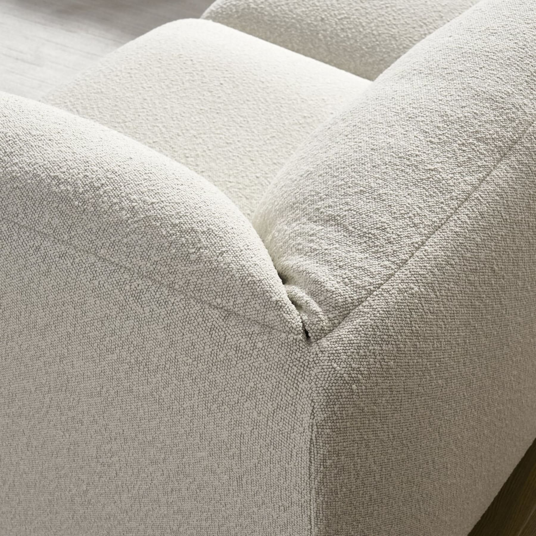 A close up shot of a performance fabric sofa.