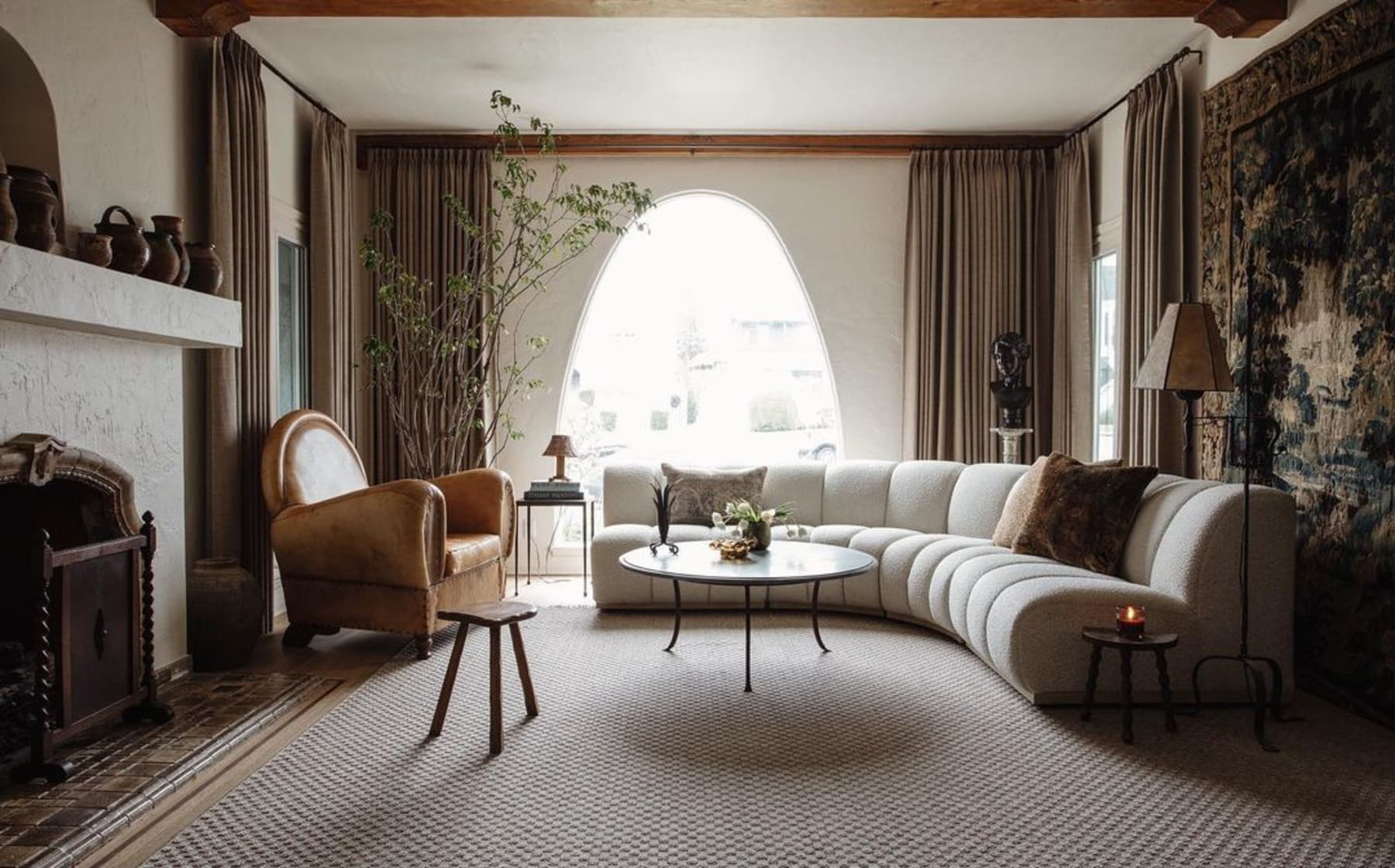 A living room brightened by the natural sunlight.