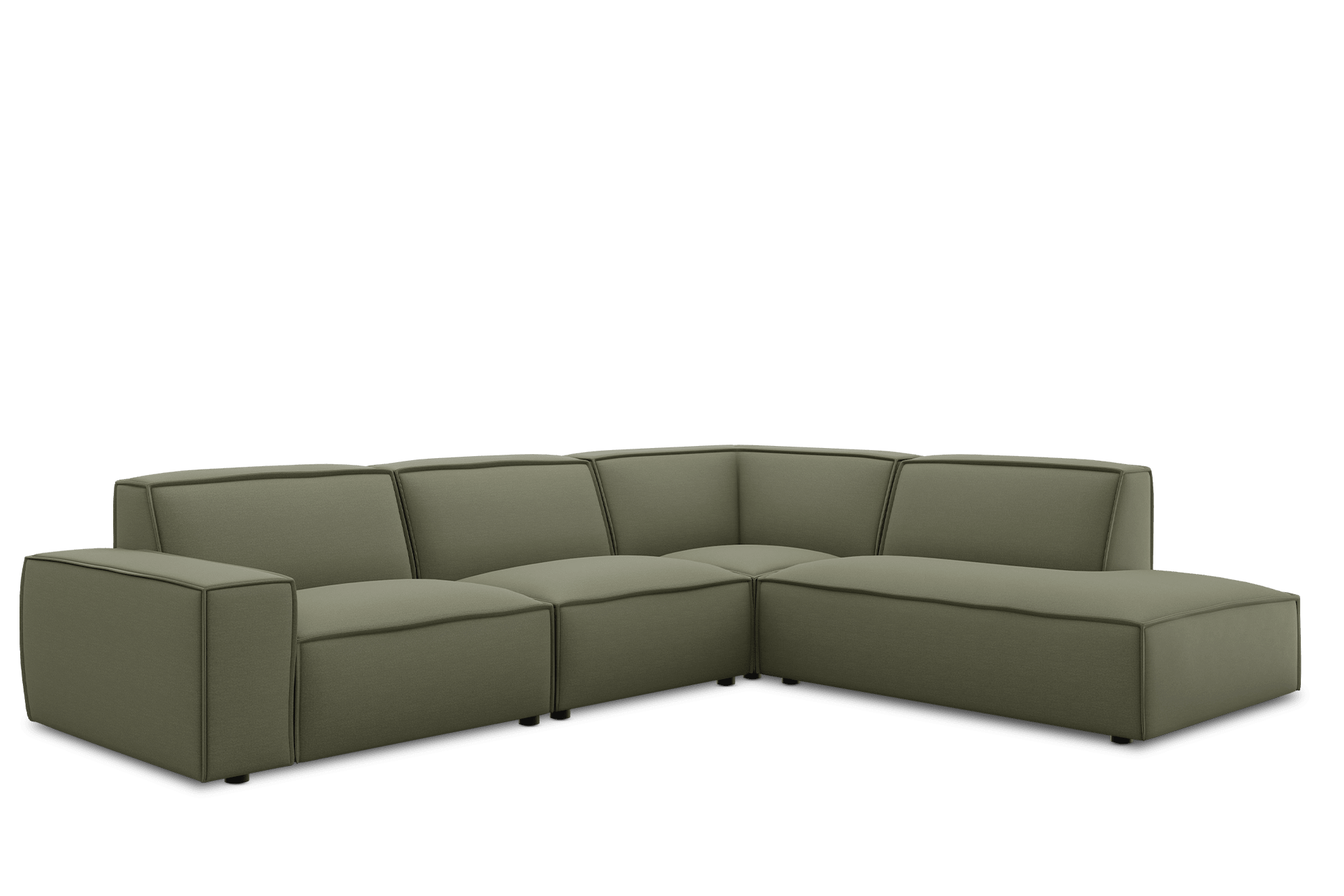 Jonathan Extended Side Chaise Sectional Sofa Right Facing Customized, (Performance Peyton) Moss
