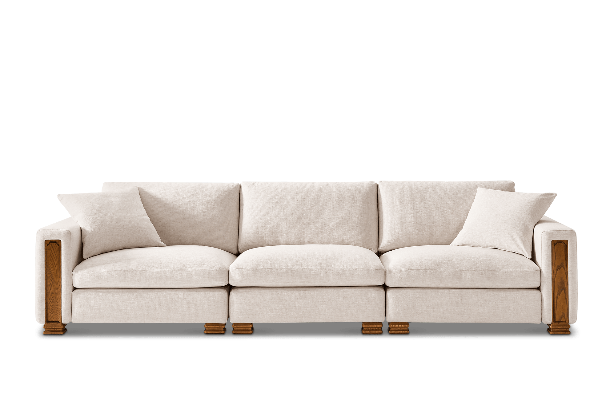 Tan France Kagan Extended Sofa, (Basketweave) Cream