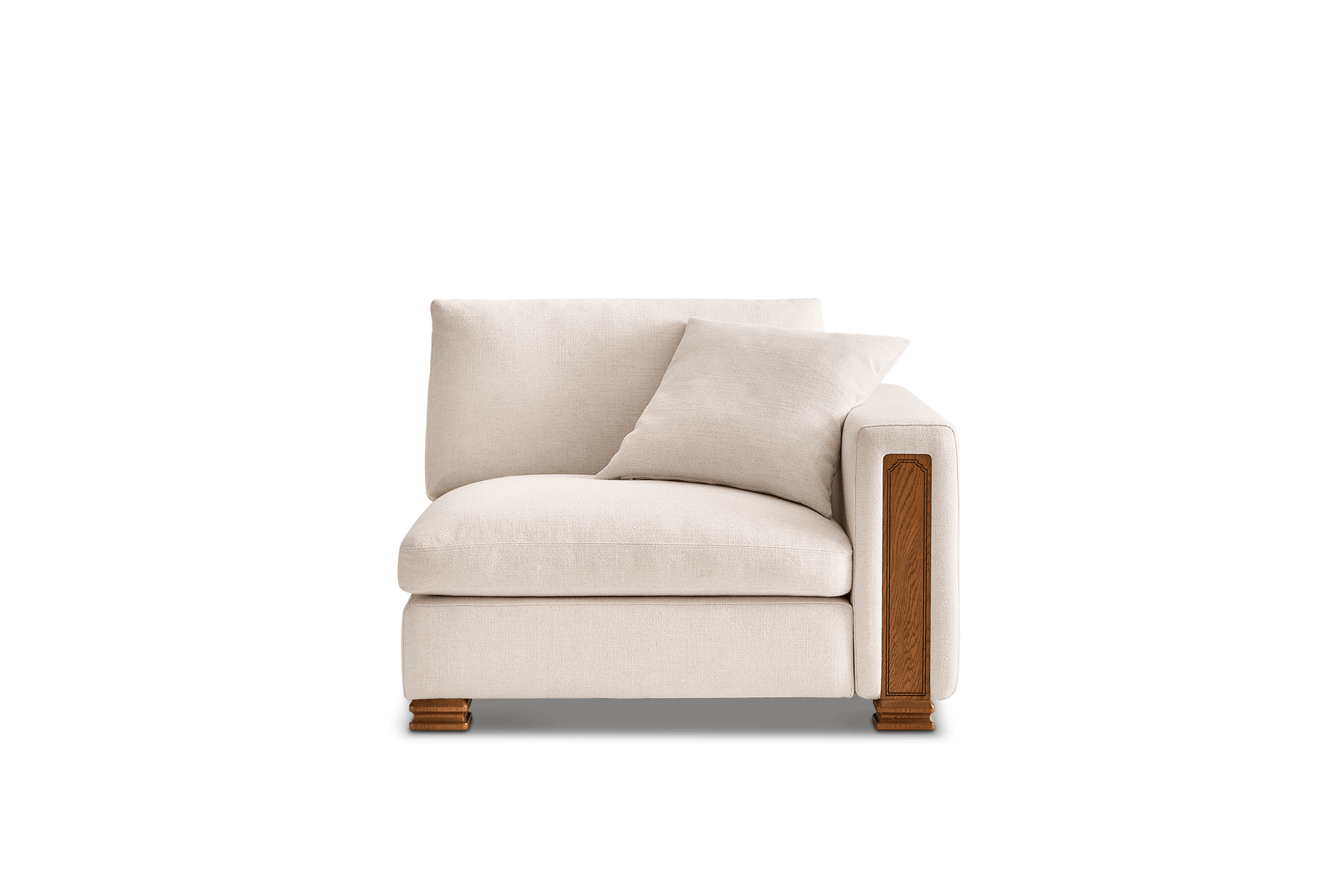 Tan France Kagan Right Arm Sofa, (Basketweave) Cream