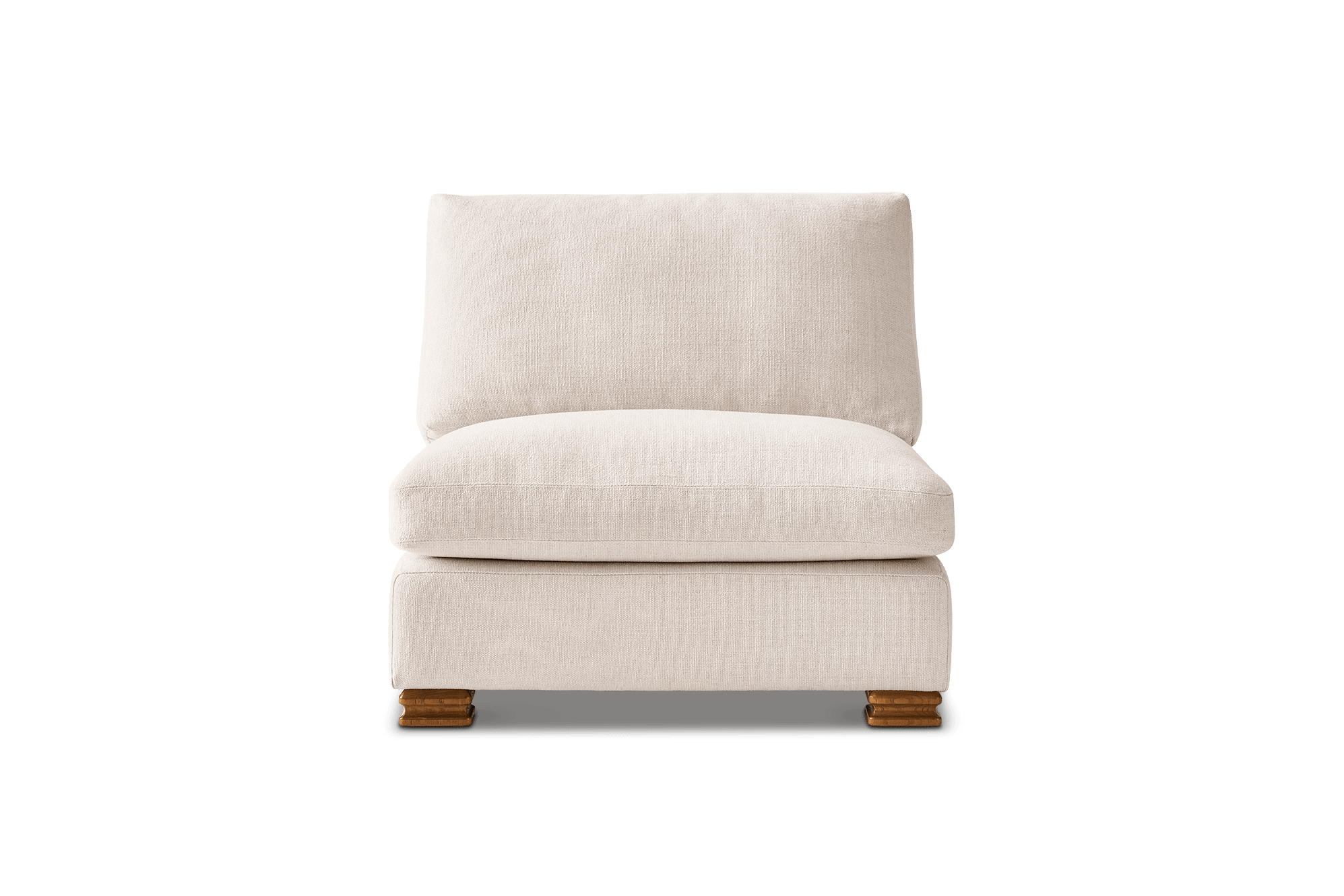 Tan France Kagan Armless Sofa, (Basketweave) Cream
