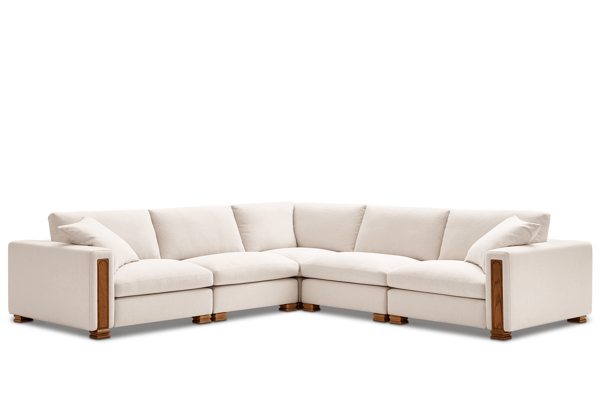 Tan France Kagan 5-Piece L-Shape Sectional Sofa, (Basketweave) Cream