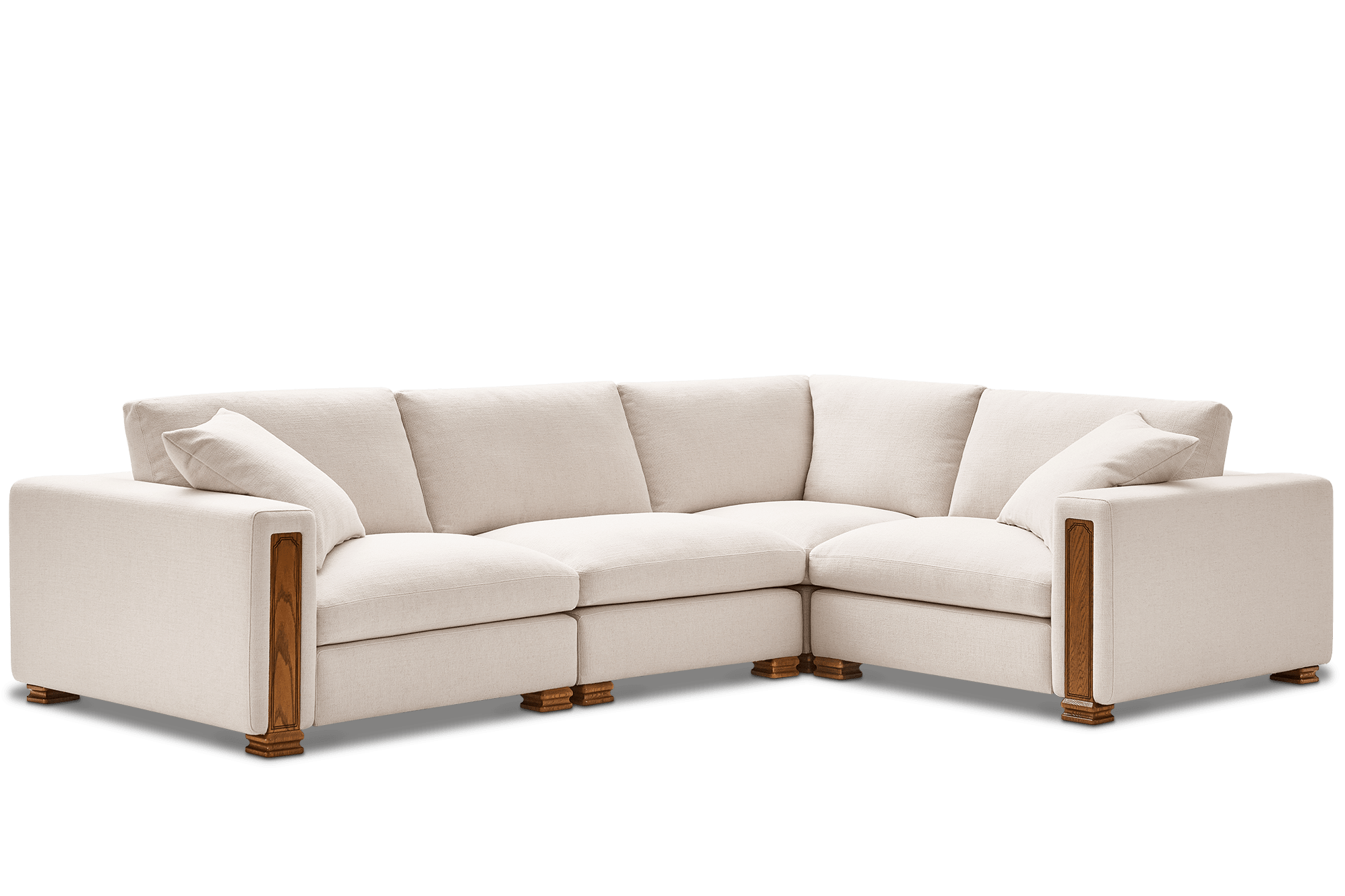 Tan France Kagan 4-Piece Chaise Sectional Sofa, (Basketweave) Cream