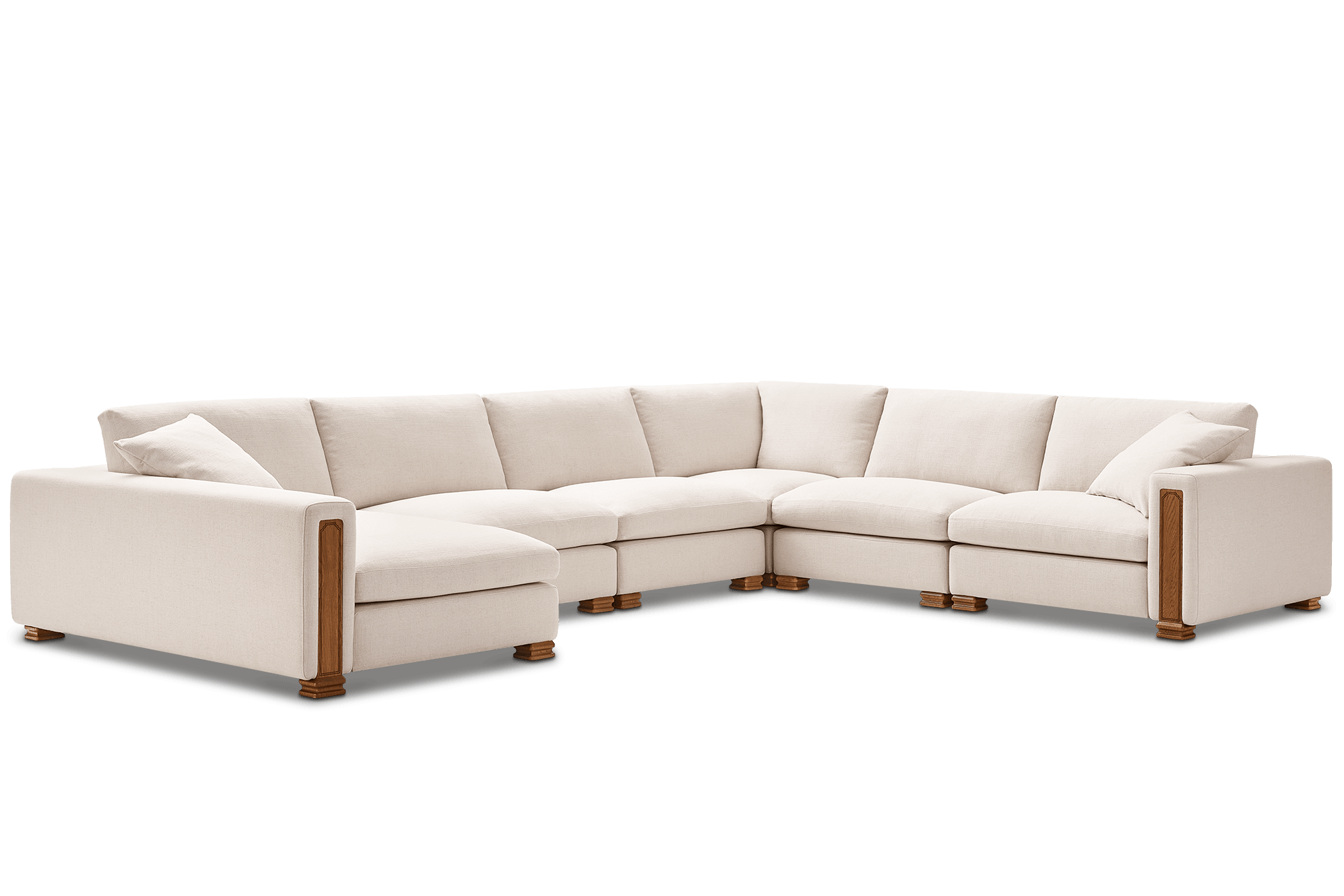 Tan France Kagan 6-Piece L-Shape Sectional Sofa with Left Chaise, (Basketweave) Cream