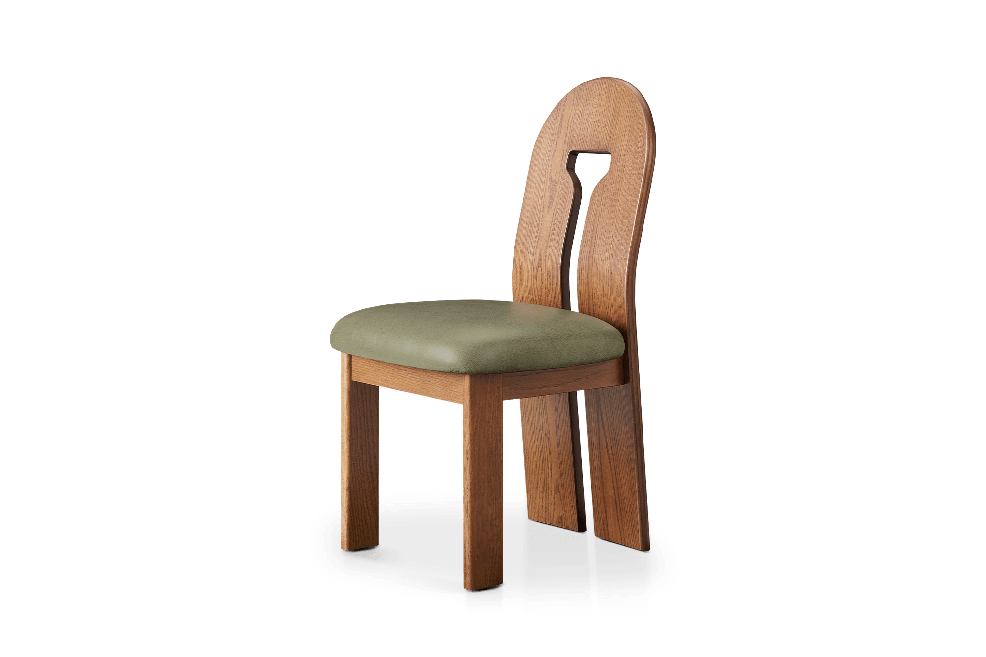 Tan France Avan Leather Dining Chair, (Lugano) Moss