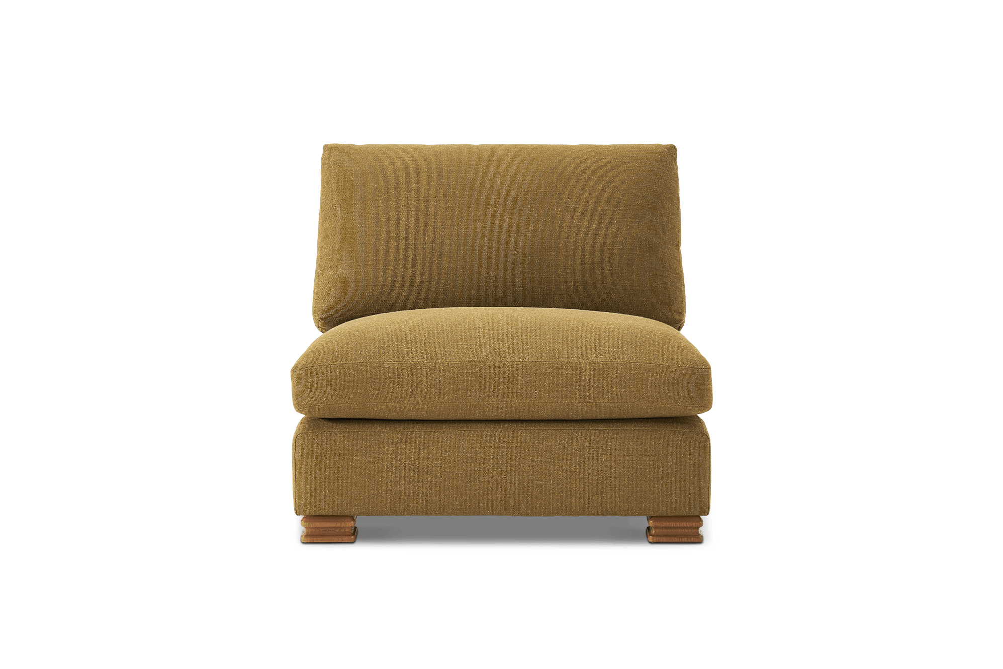 Tan France Kagan Armless Sofa, (Basketweave) Caramel