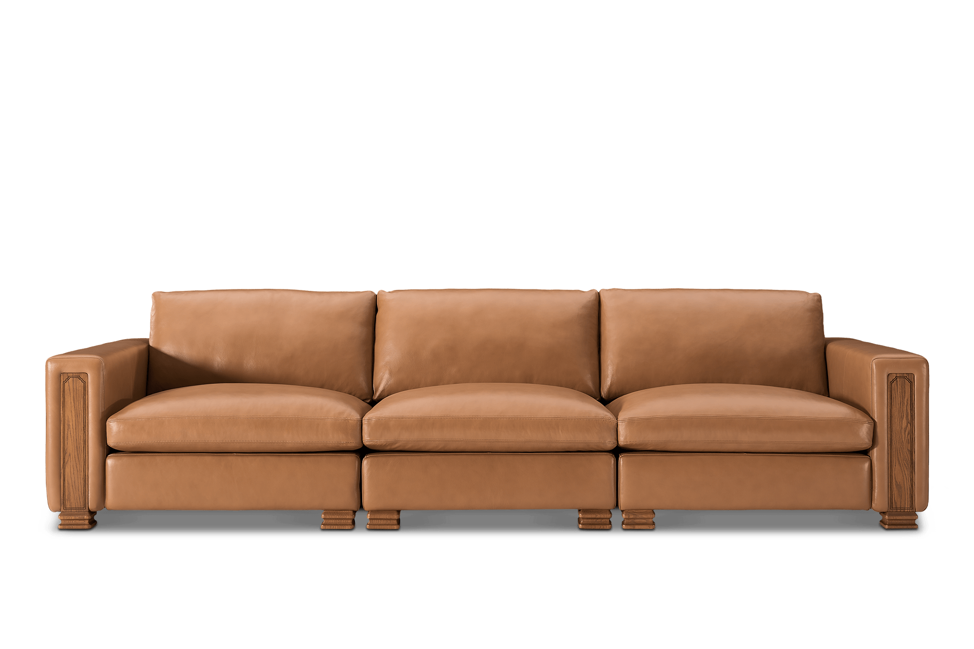 Tan France Kagan Leather Extended 3 Seater Sofa, (Marche) Cocoa
