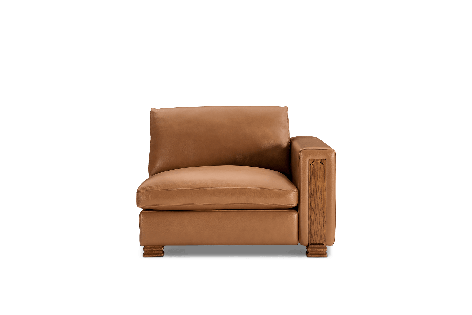 Tan France Kagan Leather Right Arm Sofa, (Marche) Cocoa