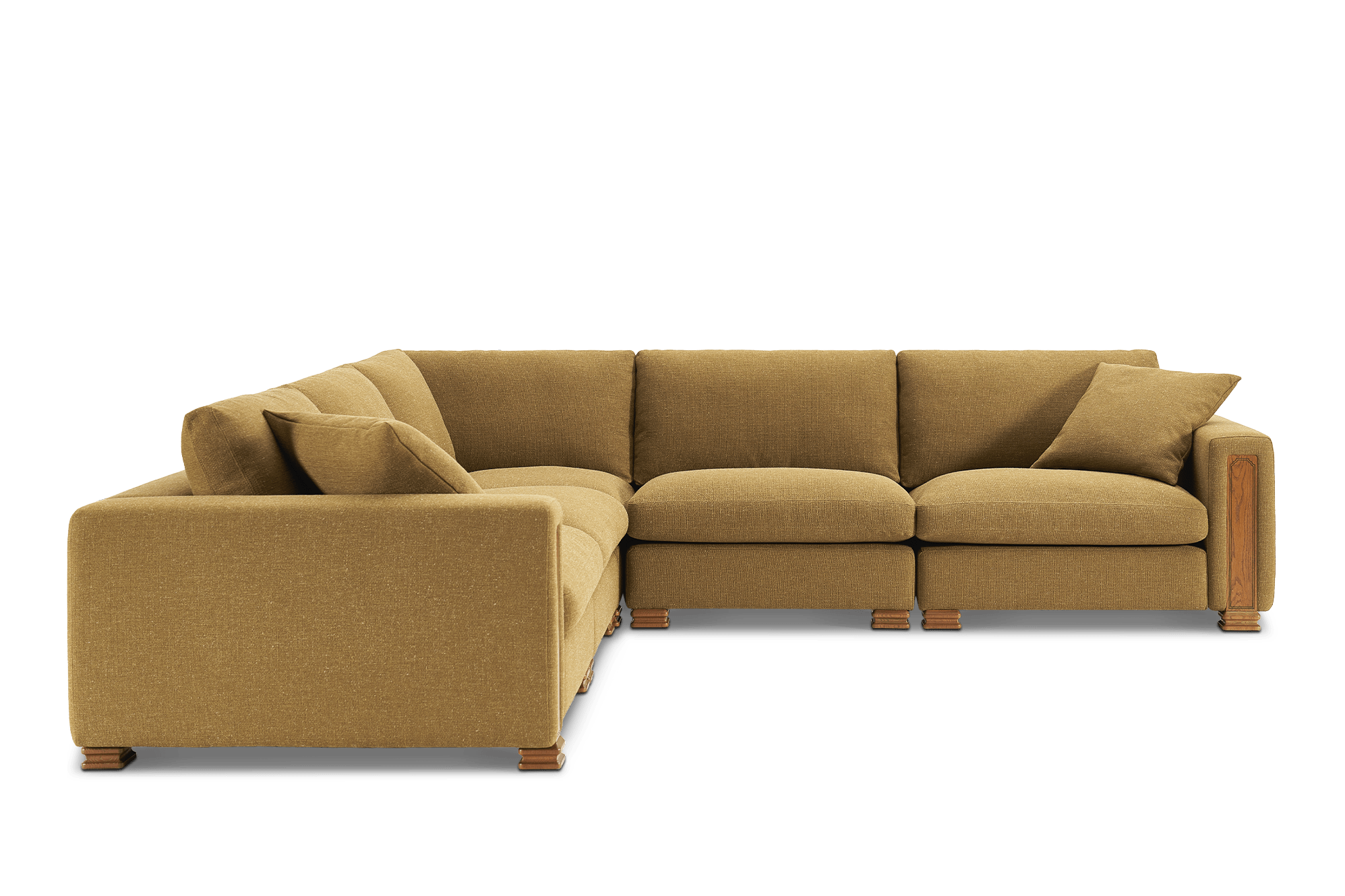 Tan France Kagan 5-Piece L-Shape Sectional Sofa, (Basketweave) Caramel
