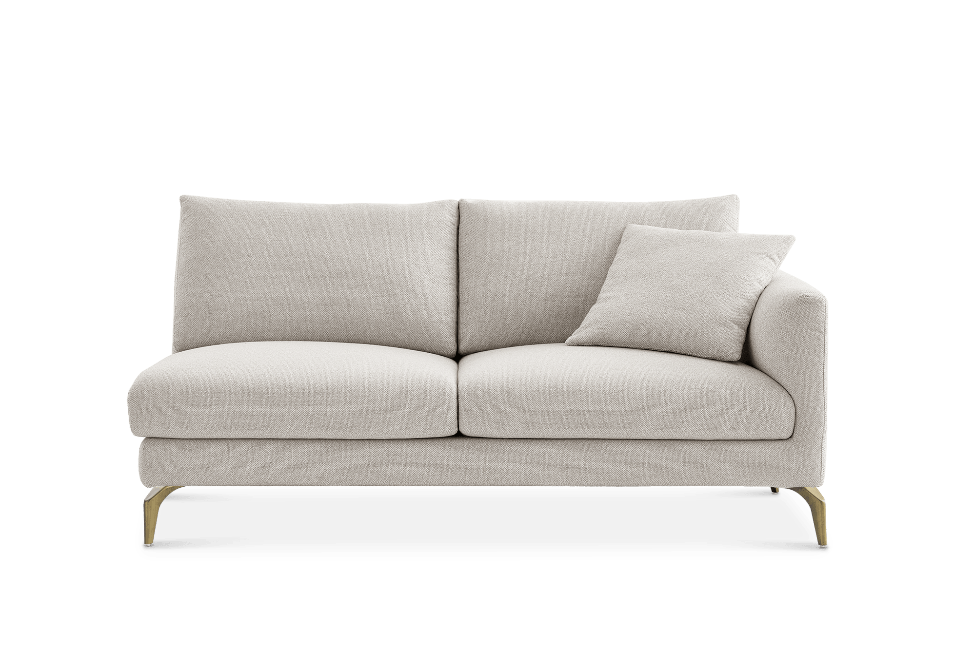 Lena Right Facing 2 Seater Sofa, (Performance Hugo) Greige (Brass Legs)