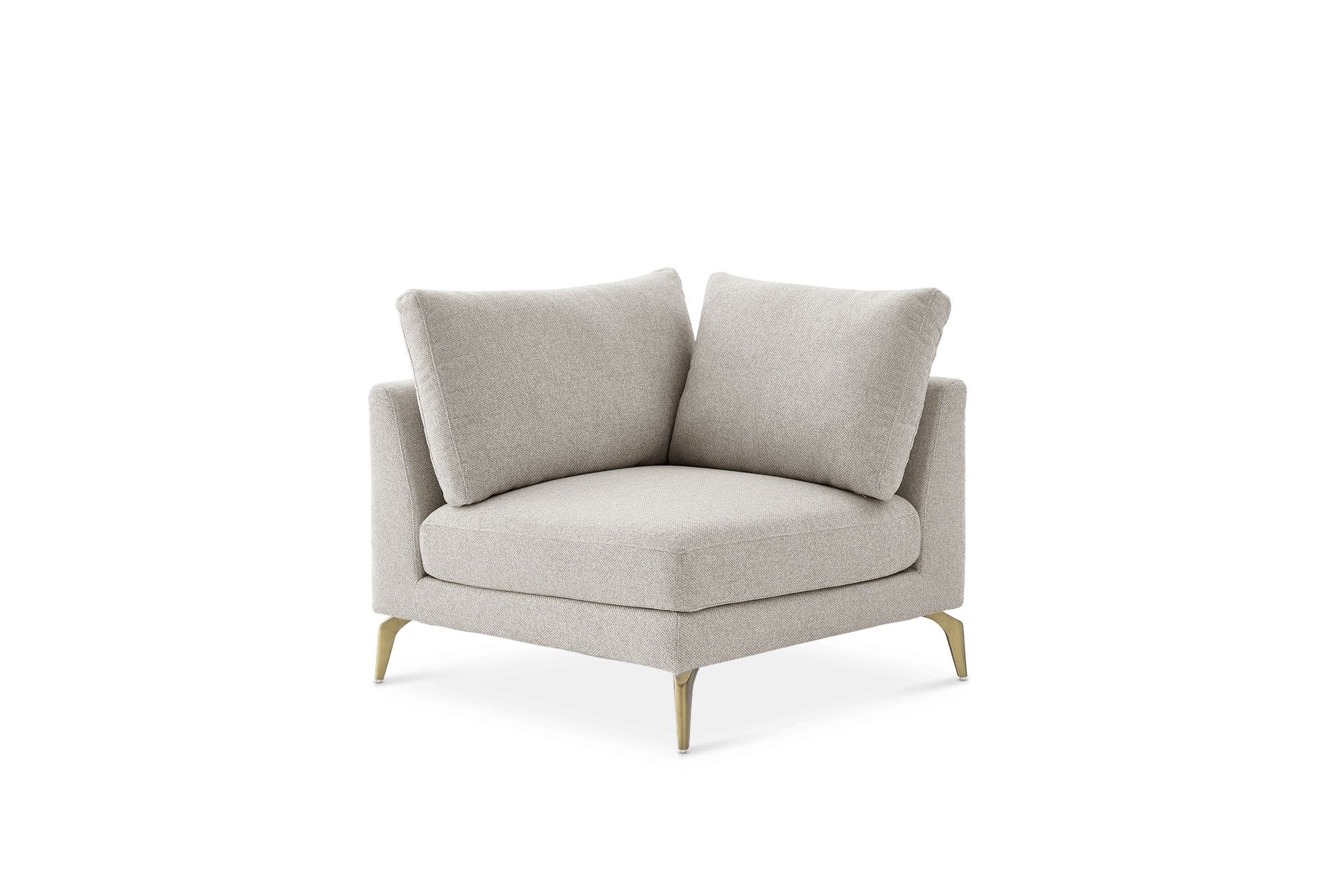 Lena Corner Sofa, (Performance Hugo) Greige (Brass Legs)