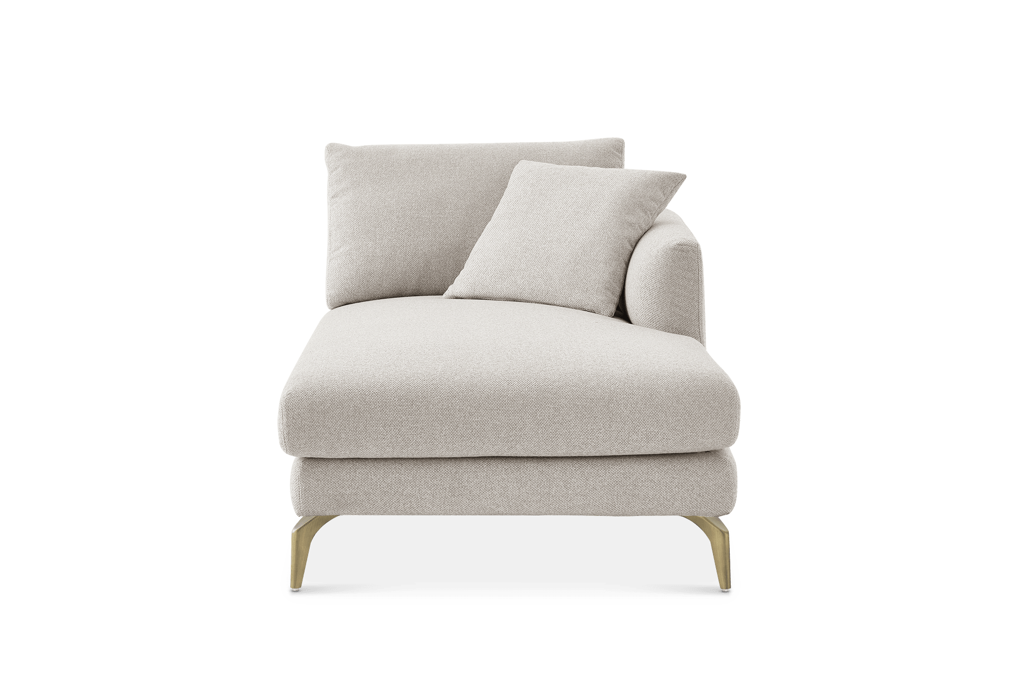 Lena Chaise Right Facing Sofa, (Performance Hugo) Greige (Brass Legs)