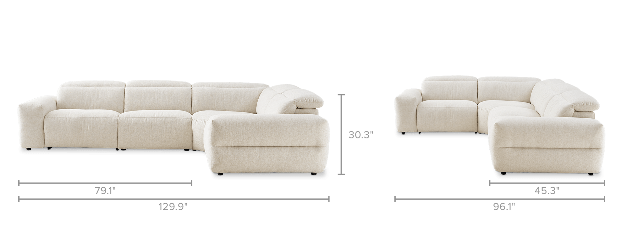 dimension of Jaron Performance Fabric Recliner Chaise Sectional Sofa
