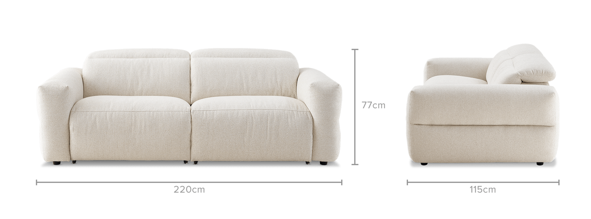 dimension of Jaron Performance Fabric Recliner 3 Seater Sofa
