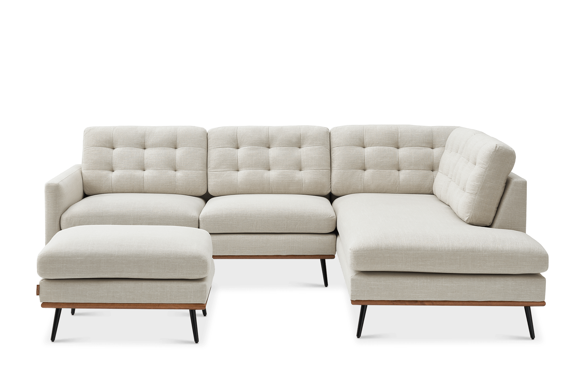 Isaac Terminal Chaise Sofa Right Facing with Footstool, (Performance Genova) Oat