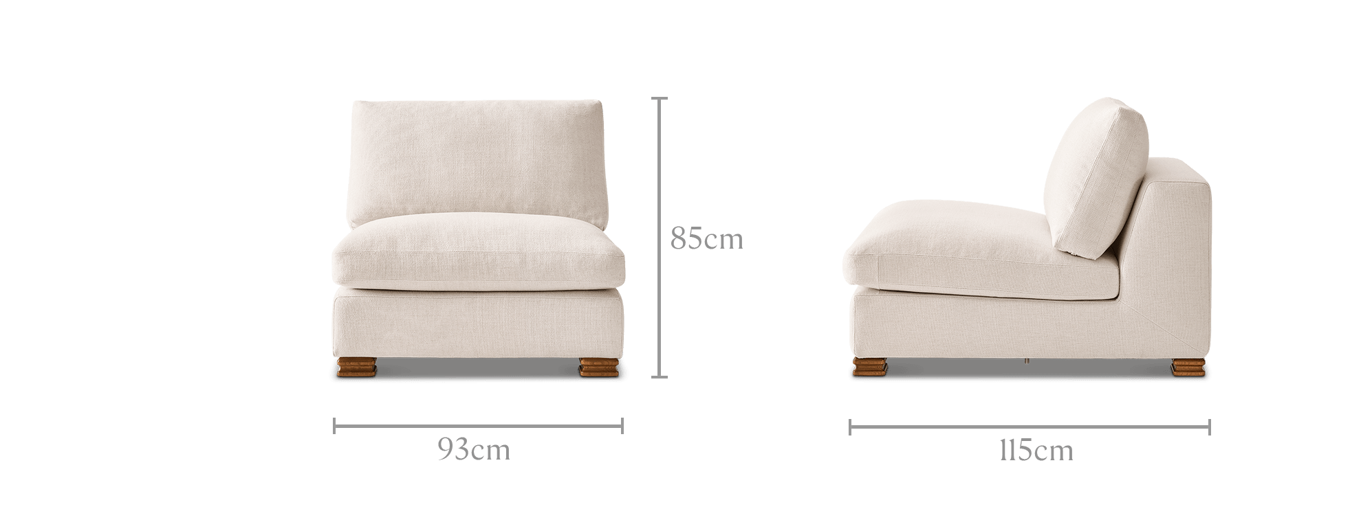 dimension of Tan France Kagan Armless Sofa