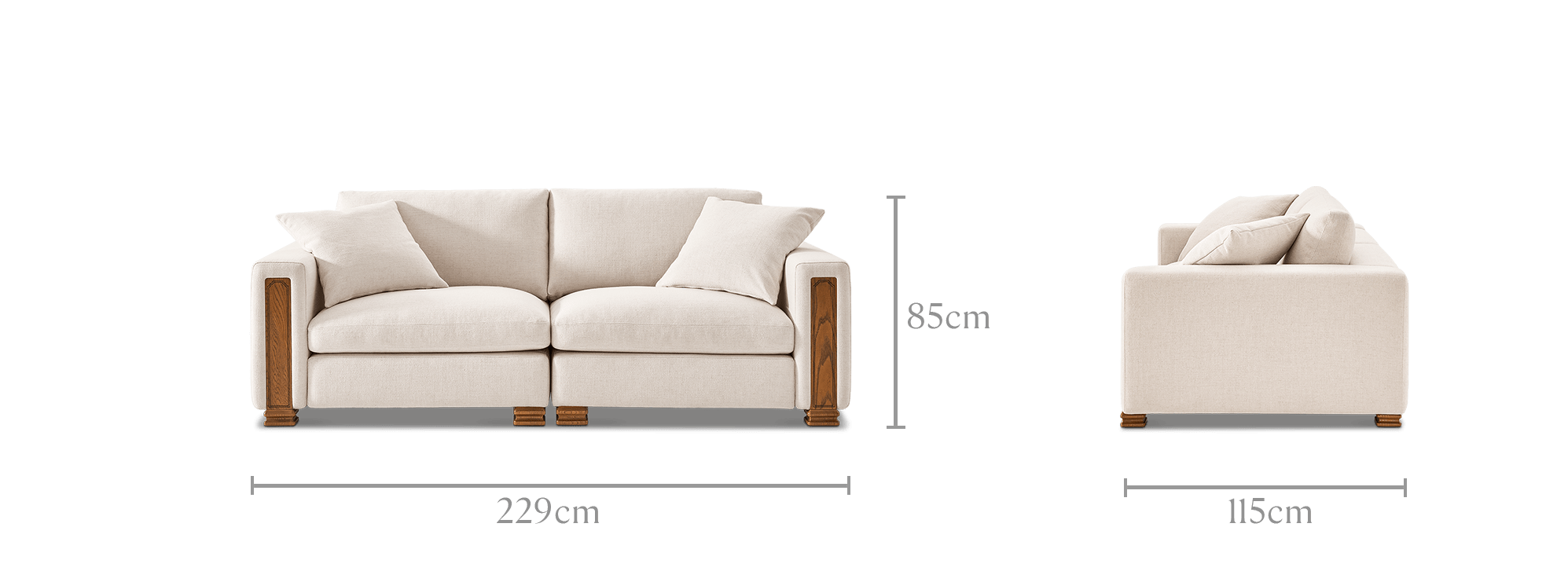 dimension of Tan France Kagan 3 Seater Sofa