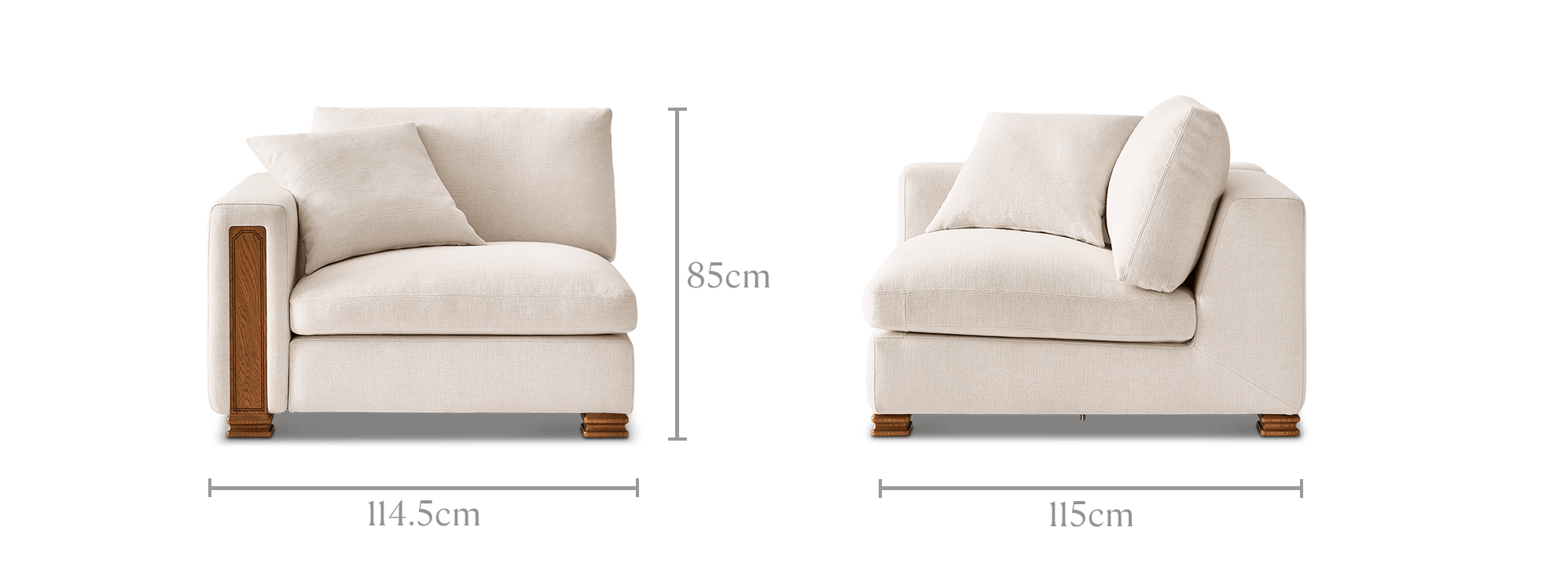 dimension of Tan France Kagan Left Arm Sofa