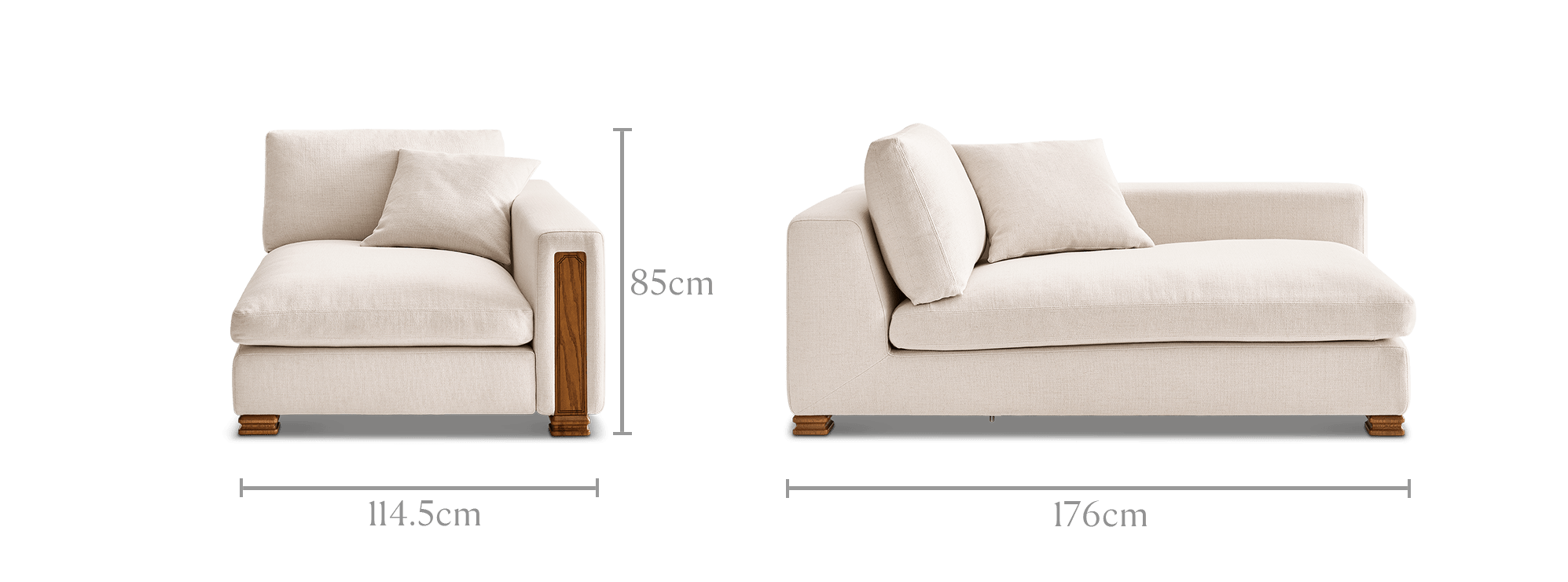 dimension of Tan France Kagan Right Chaise