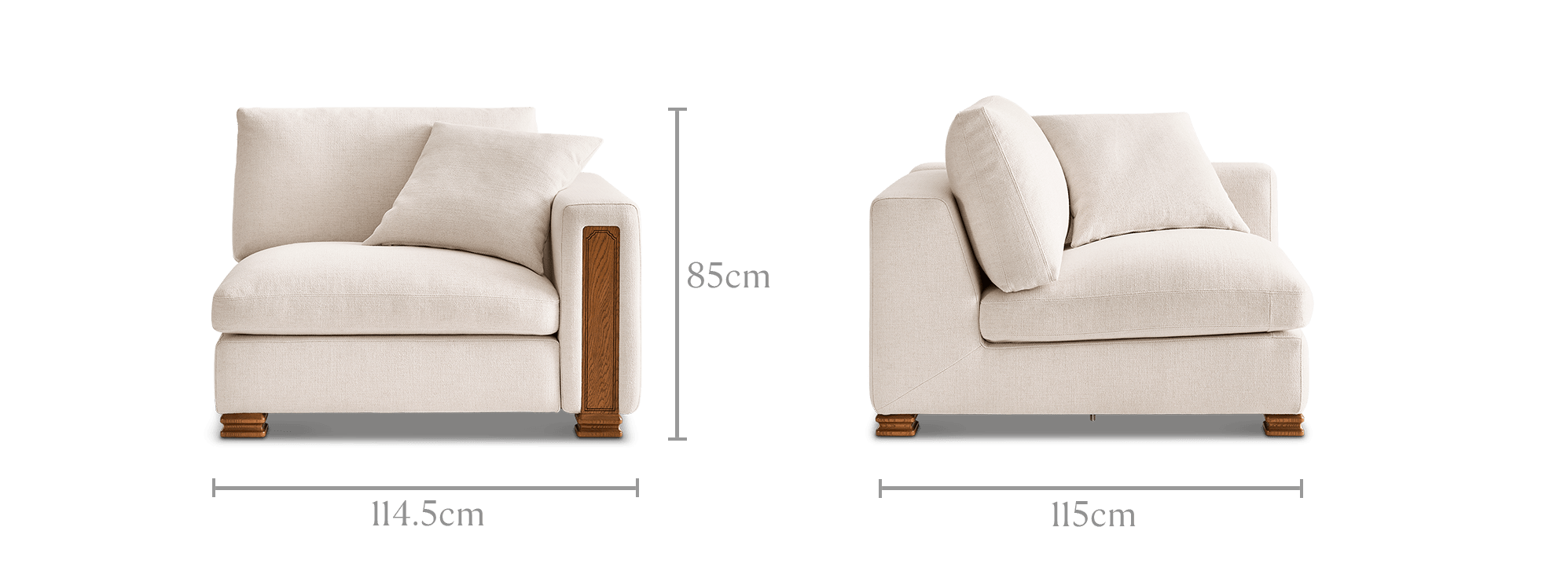 dimension of Tan France Kagan Right Arm Sofa
