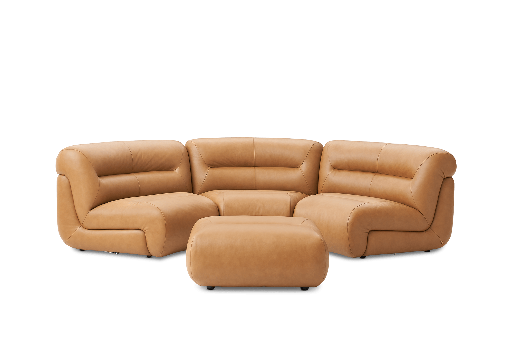 Tovi Leather Curve 3 Seater Sofa with Ottoman 2