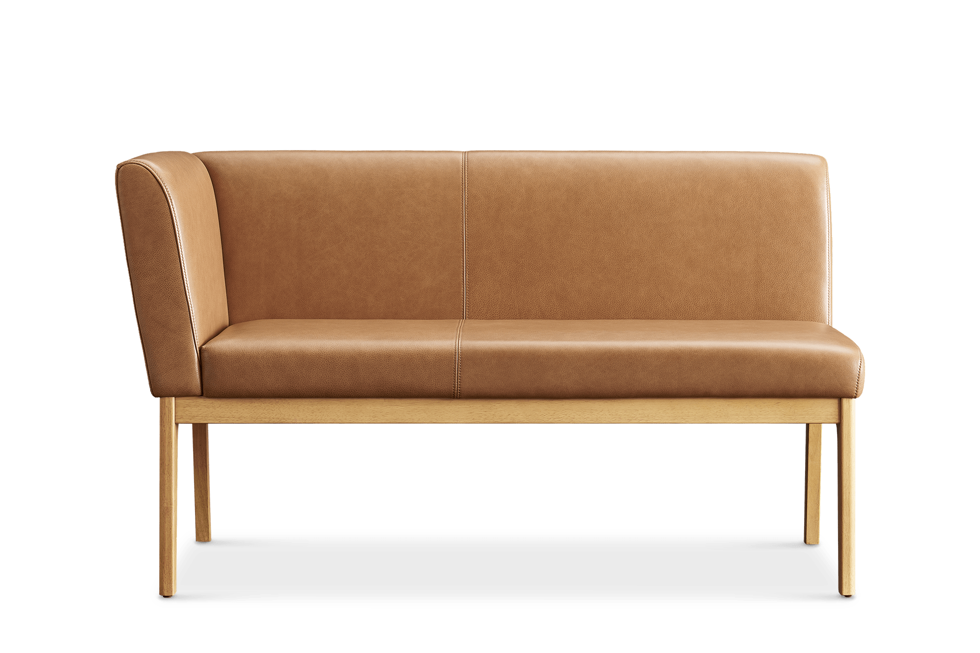 Elliot Leather Left Banquette Bench, (Lugano) Caramel (Blonde Oak)