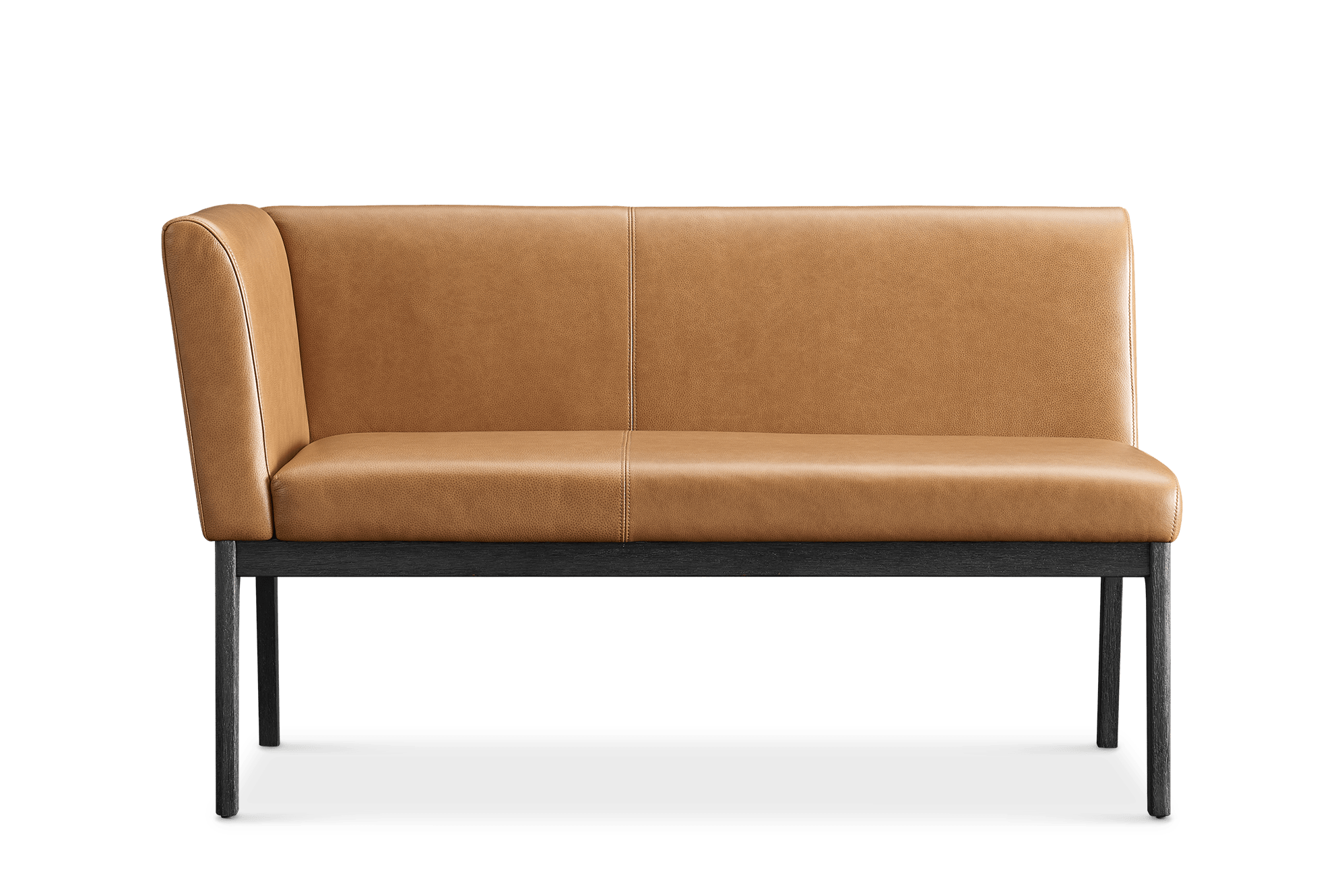 Elliot Leather Left Banquette Bench, (Lugano) Caramel (Espresso)