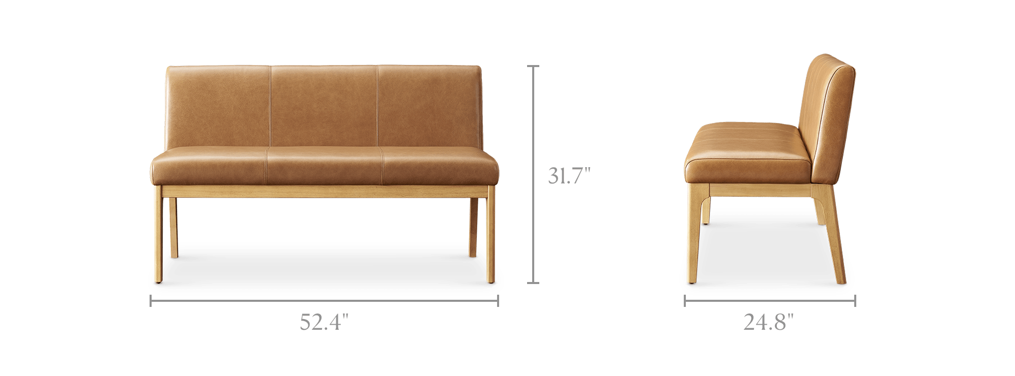 dimension of Elliot Leather Banquette Bench