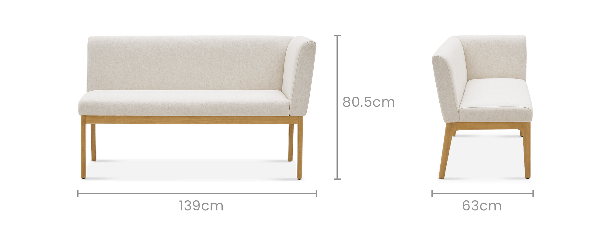 dimension of Elliot Performance Fabric Right Banquette Bench
