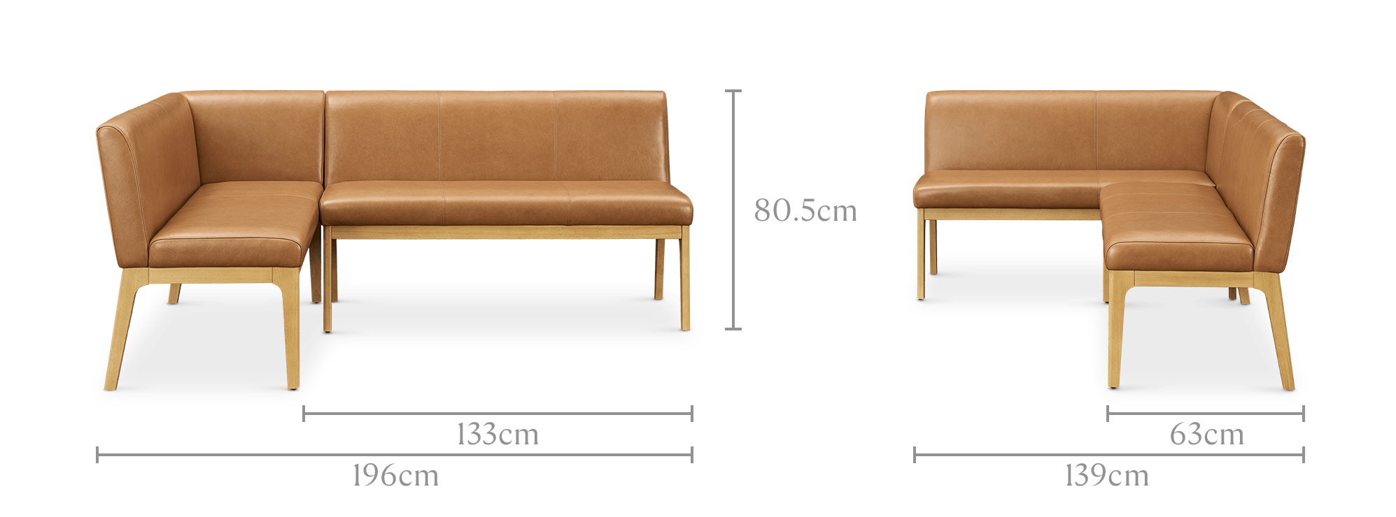 dimension of Elliot Leather L-Shape Banquette