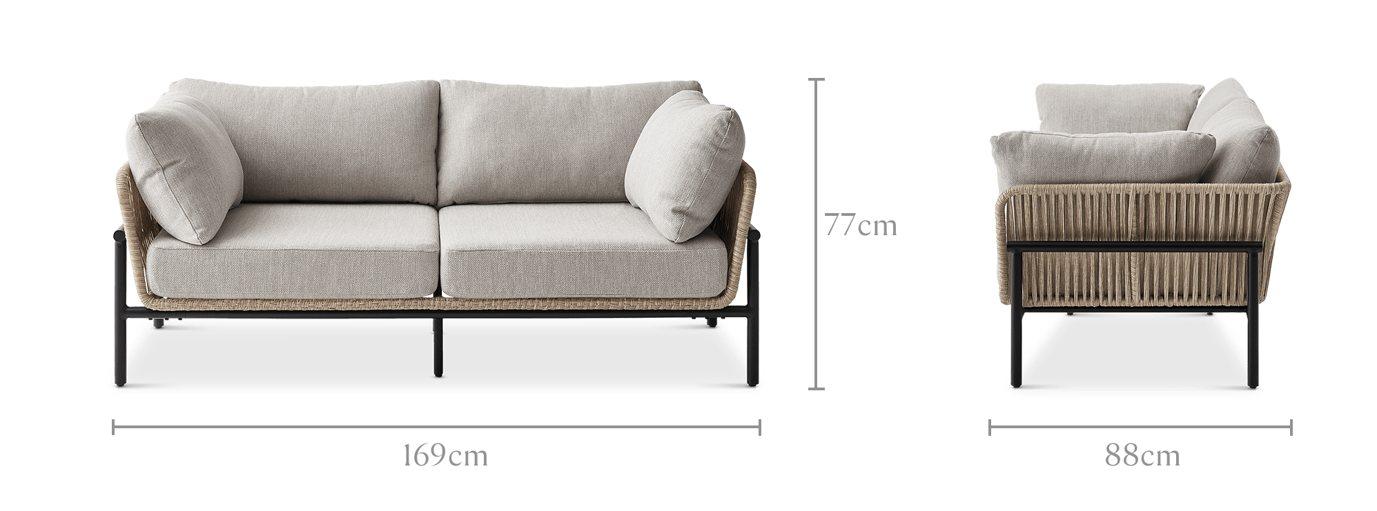 dimension of Sierra Outdoor 2 Seater Sofa