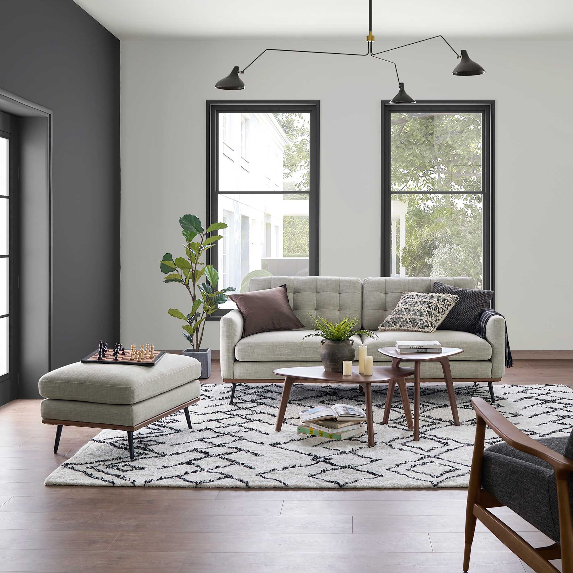 Isaac 3 Seater Sofa with Footstool, (Performance Genova) Oat