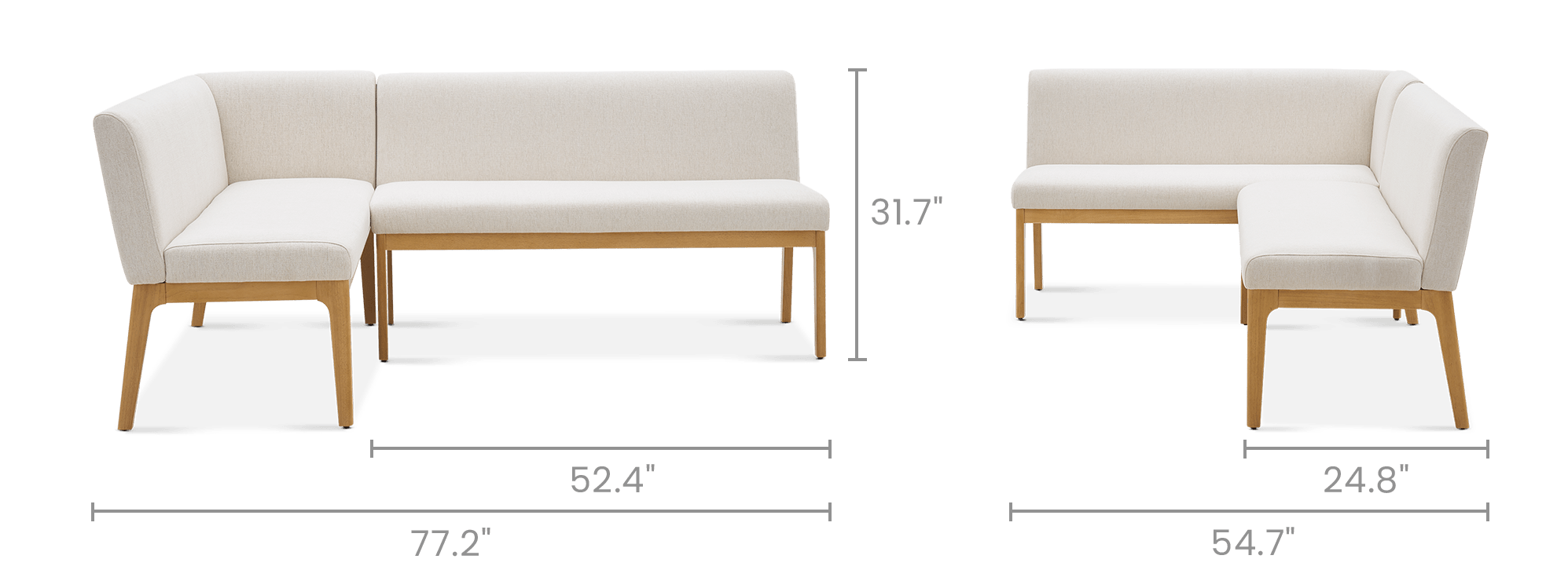 dimension of Elliot Performance Fabric L-Shape Banquette