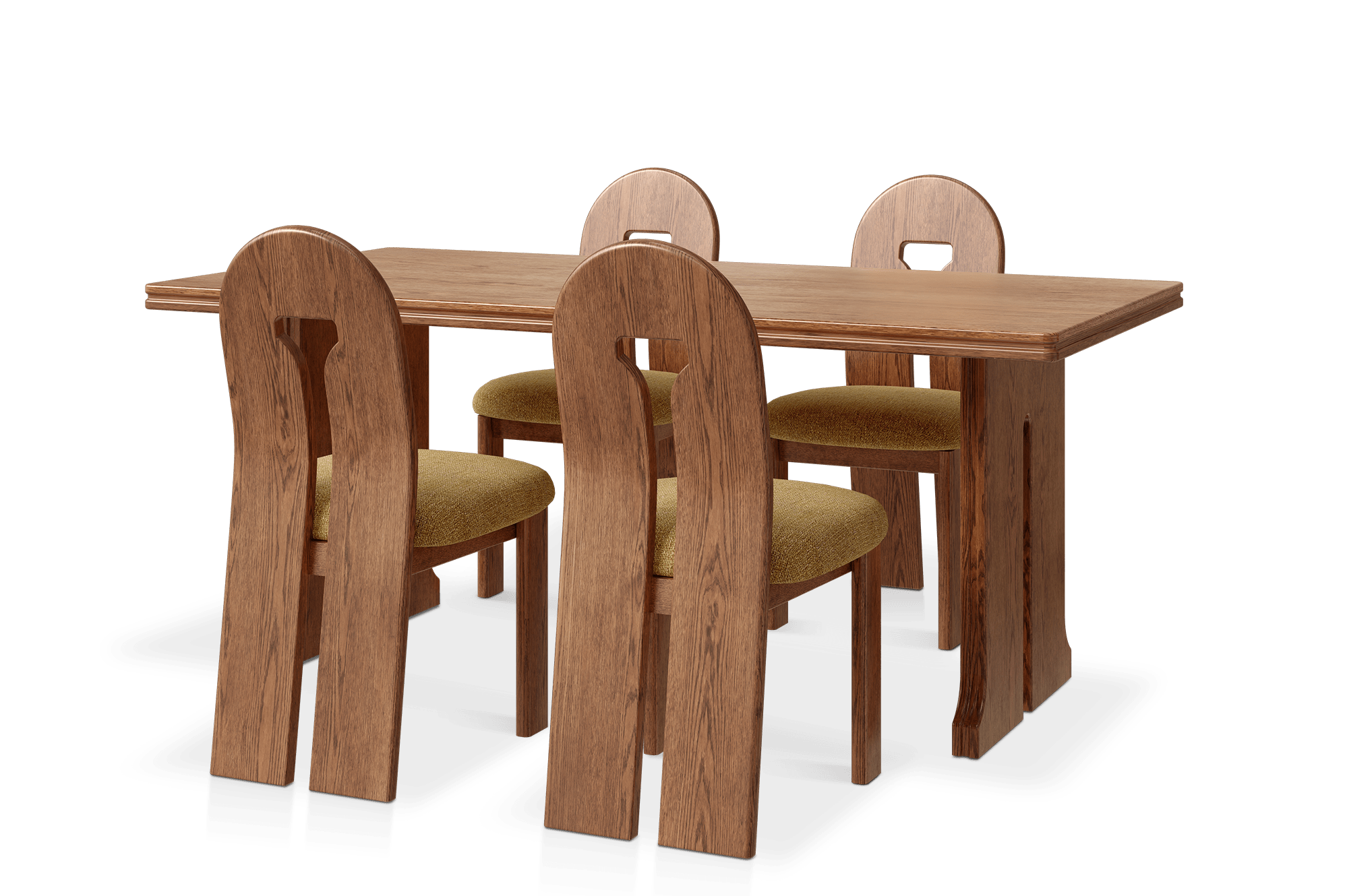 Tan France Avan Dining Table 180cm​ with 4 Avan Dining Chairs, (Basketweave) Caramel