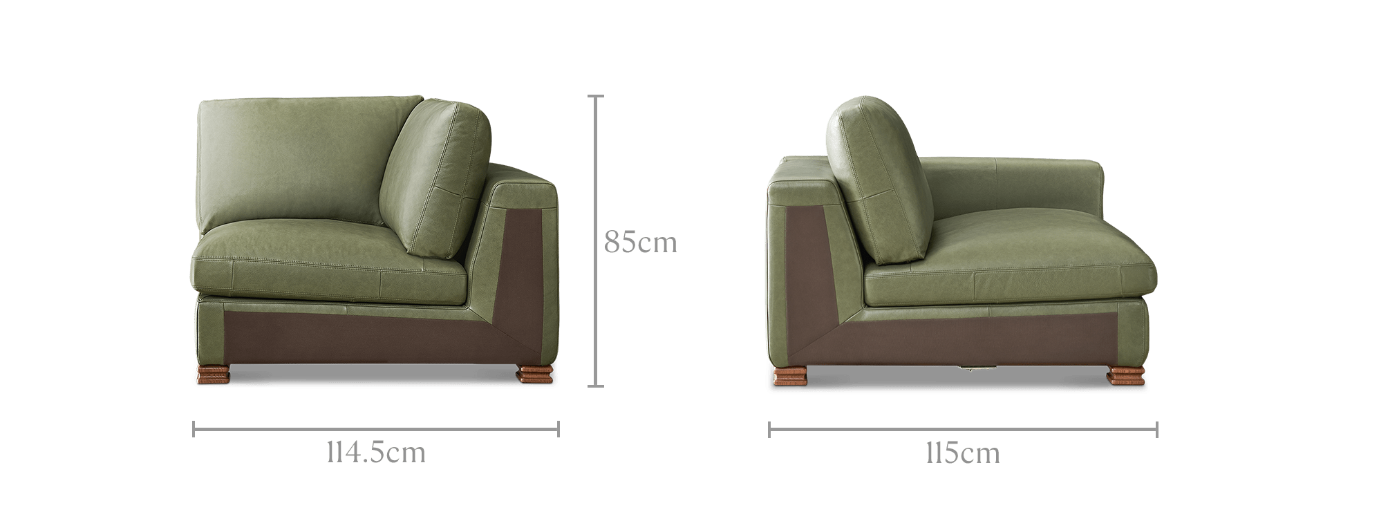 dimension of Tan France Kagan Leather Right Arm Sofa