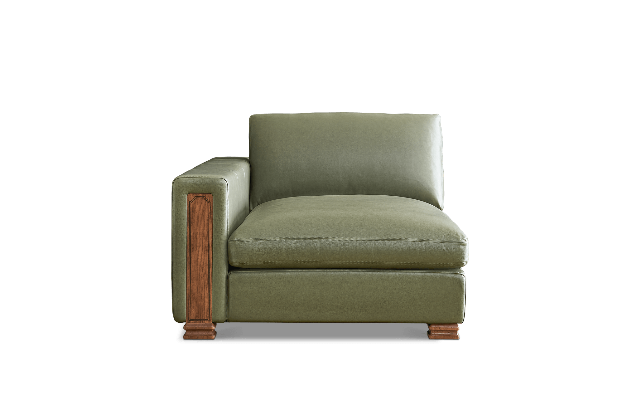 Tan France Kagan Leather Left Chaise, (Lugano) Moss