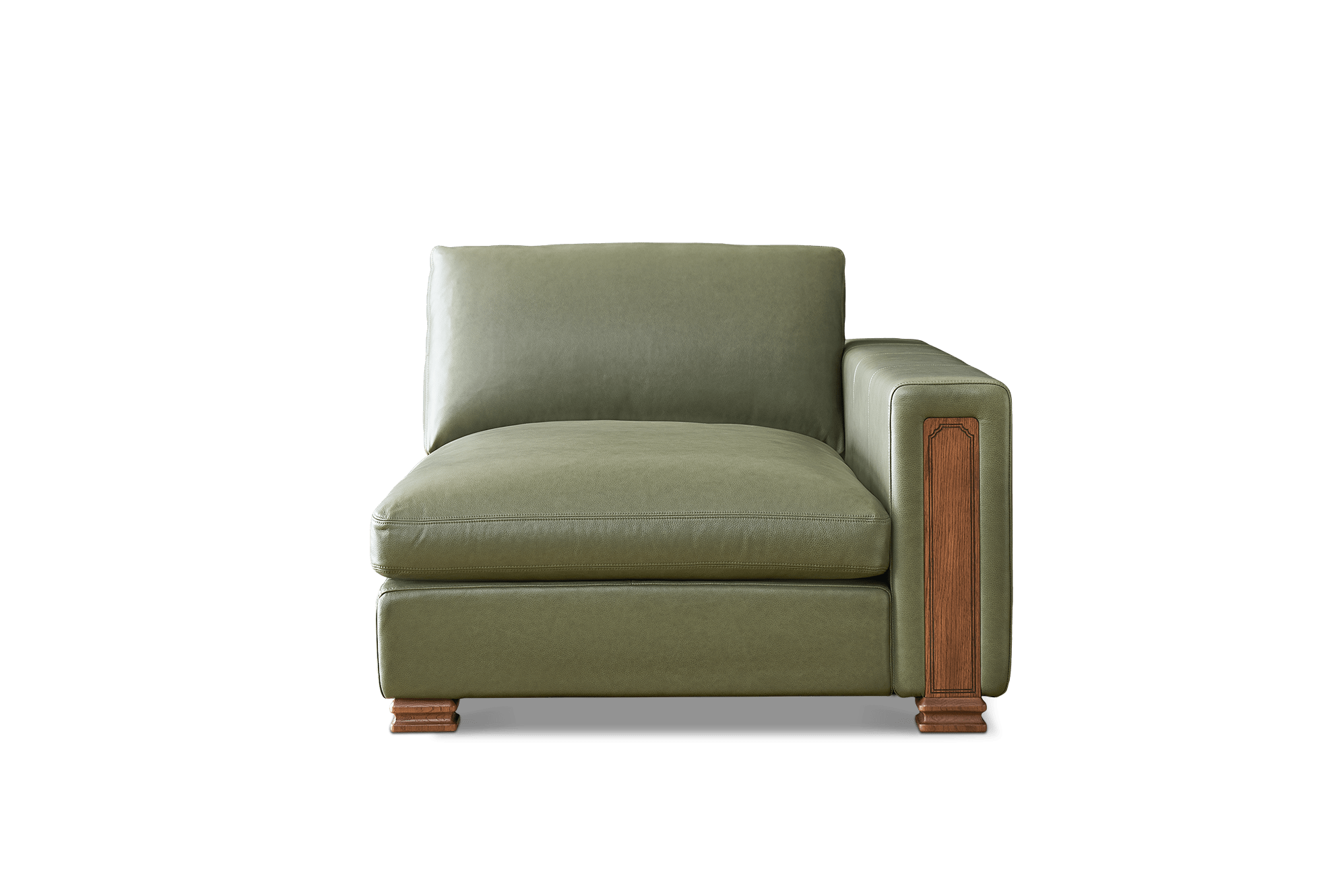 Tan France Kagan Leather Right Chaise, (Lugano) Moss