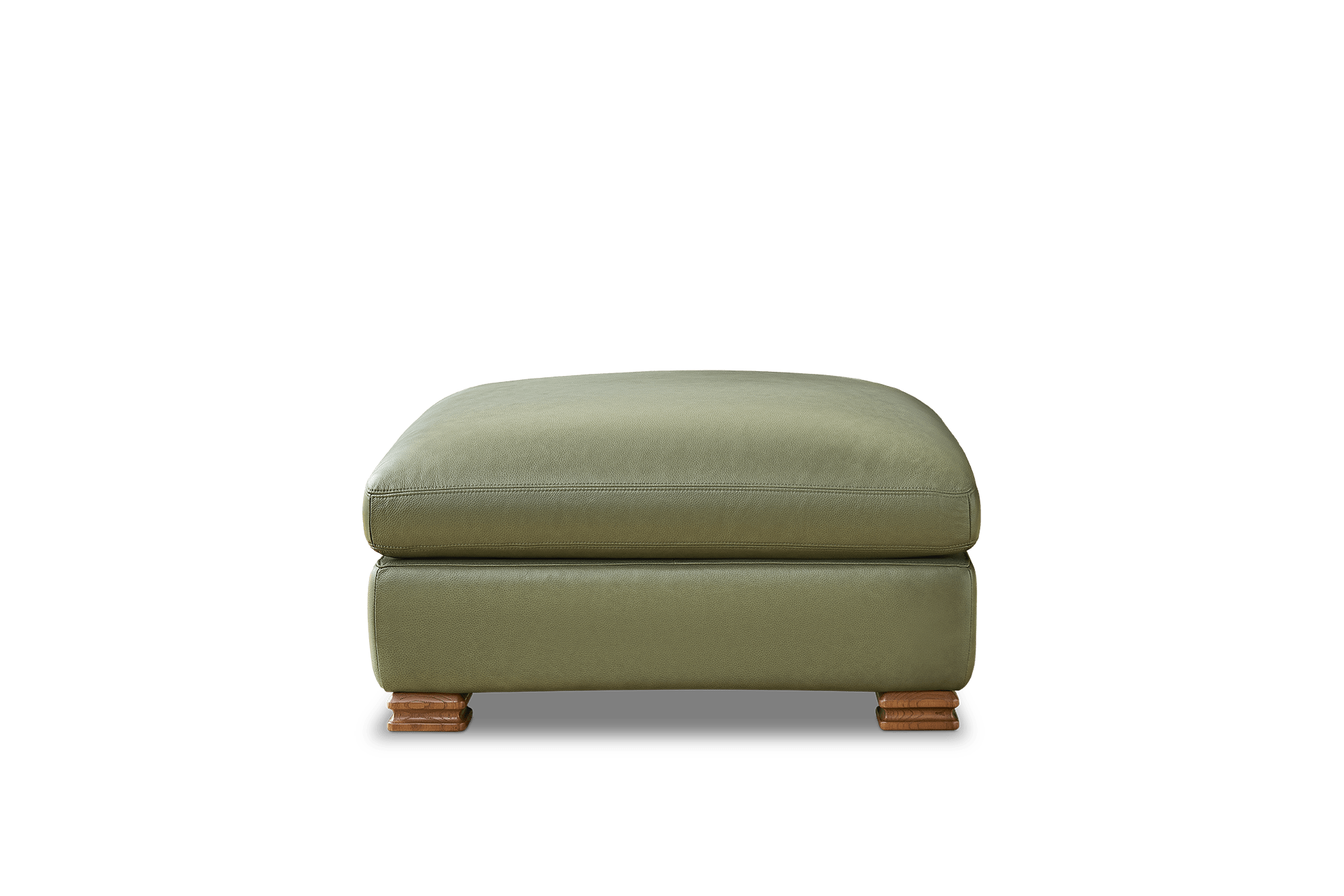 Tan France Kagan Leather Footstool, (Lugano) Moss