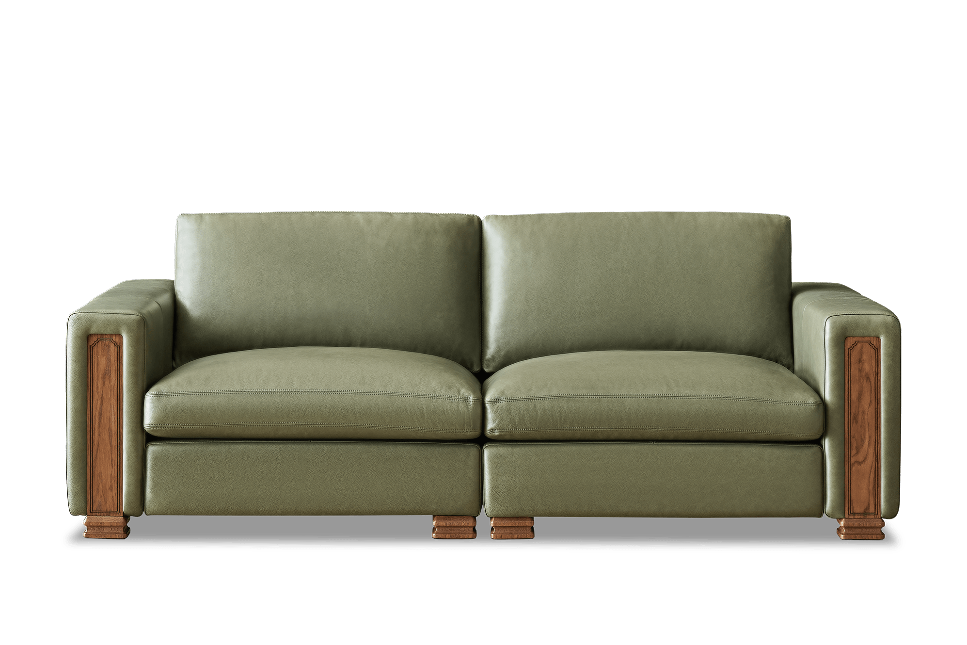 Tan France Kagan Leather 3 Seater Sofa, (Lugano) Moss